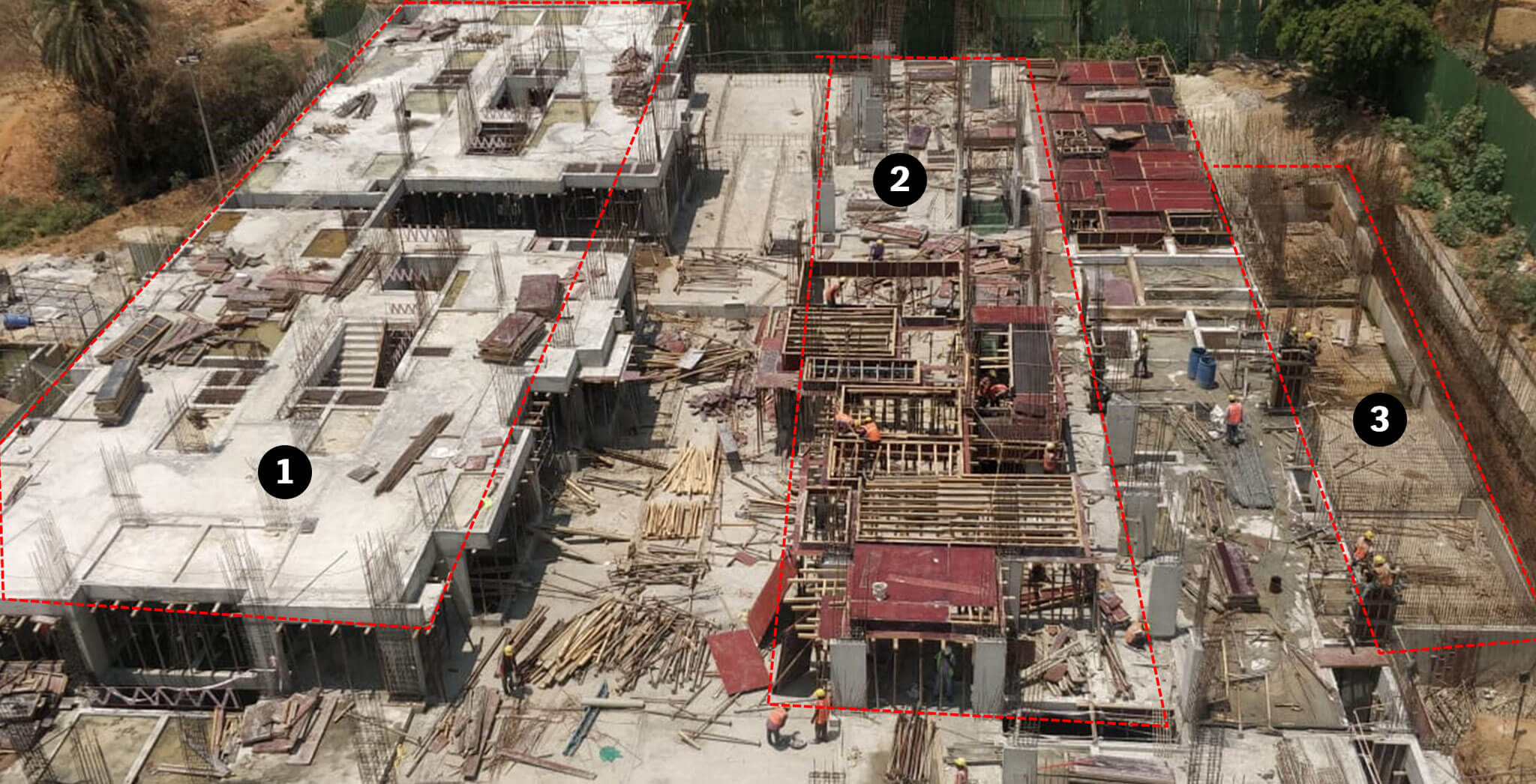 Mar 2019 - Block-F: 1) First Floor slab completed. Second floor Columns in progress 2) First Floor slab shuttering in progress 3) STP Wall work-in-progress