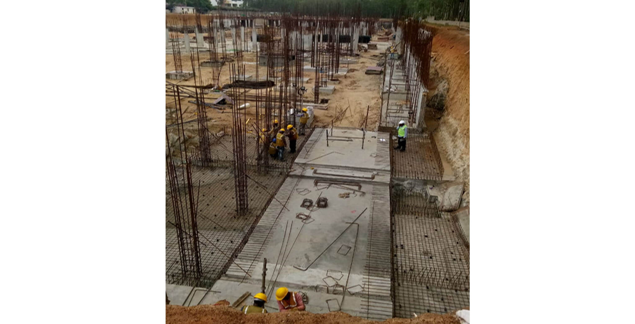 Aug 2019 - North side view: UG sump PCC completed, raft reinforcement work-in-progress