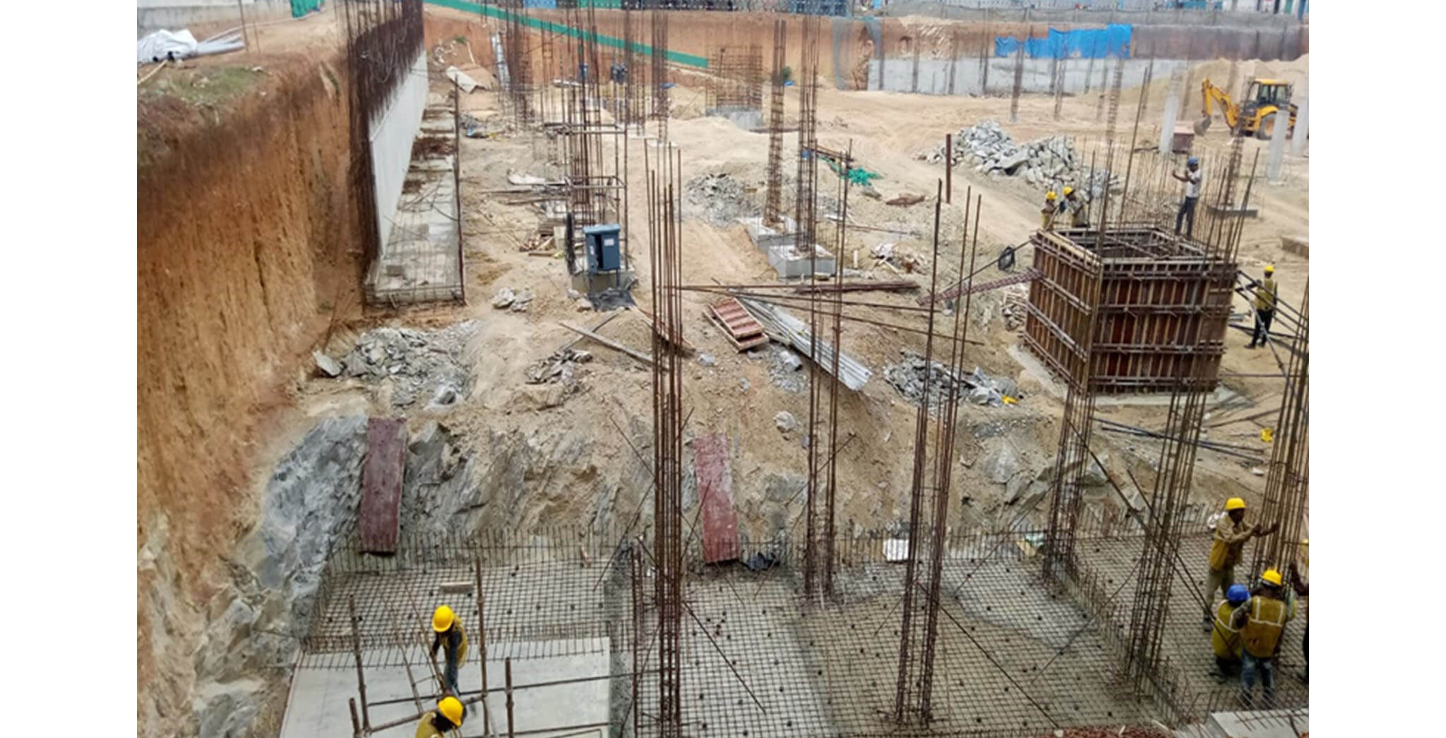 Aug 2019 - North side view: B Block Footings and Lift wall shuttering work-in-progress