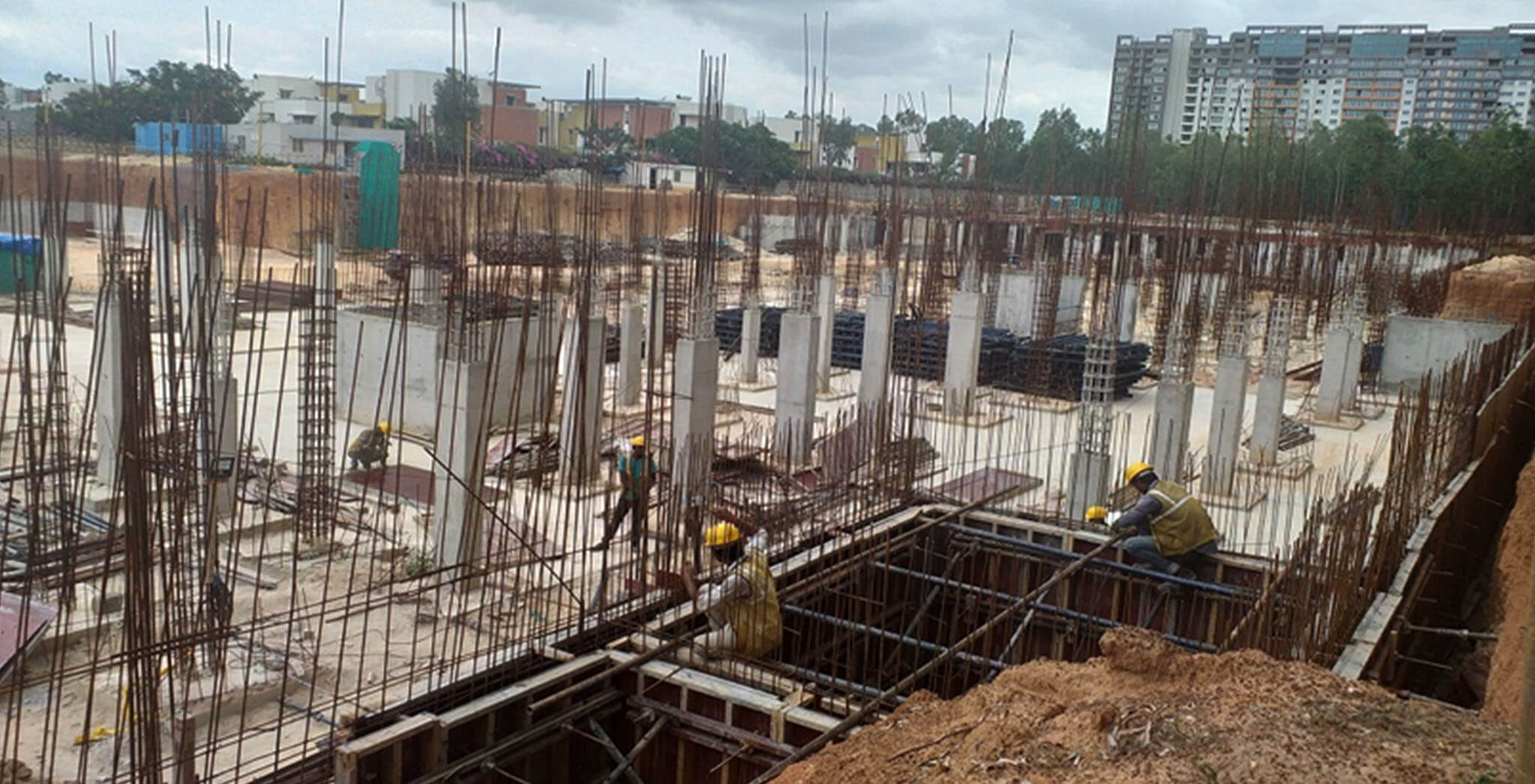 Aug 2019 - North side view: Rainwater Sump-03: Wall concreting work-in-progress