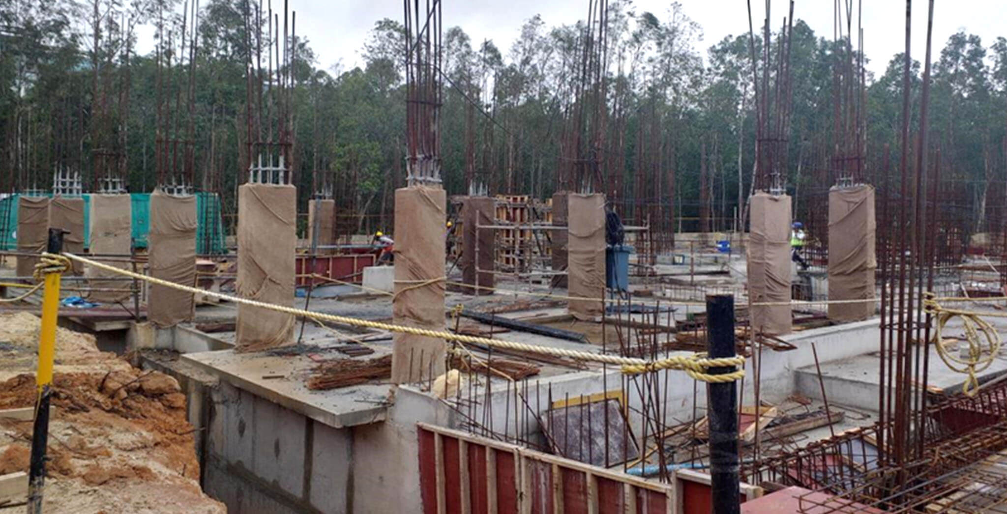 Aug 2019 - West side view: L Block ground floor slab completed • L Block ground floor columns under progress