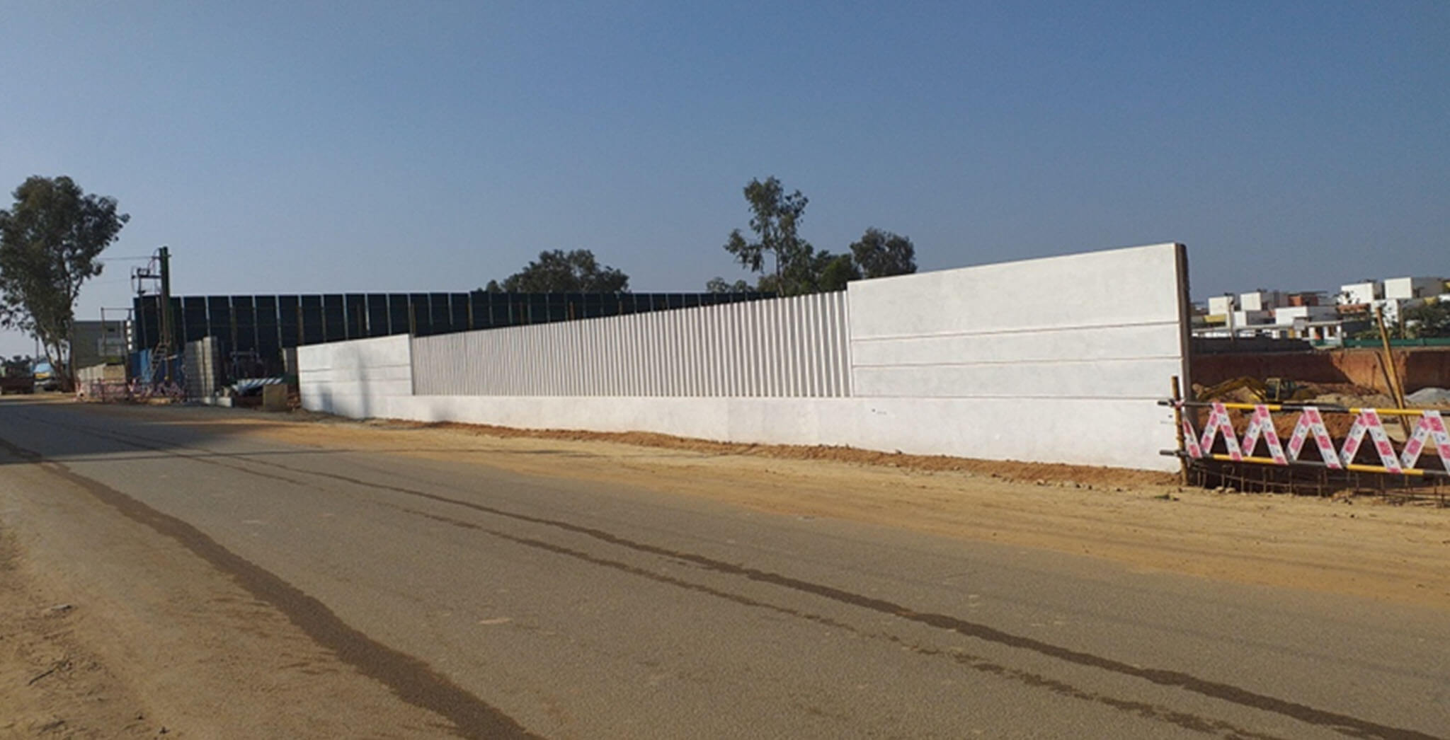 Aug 2019 - Front compound wall: Precast Fins placing and White wash completed