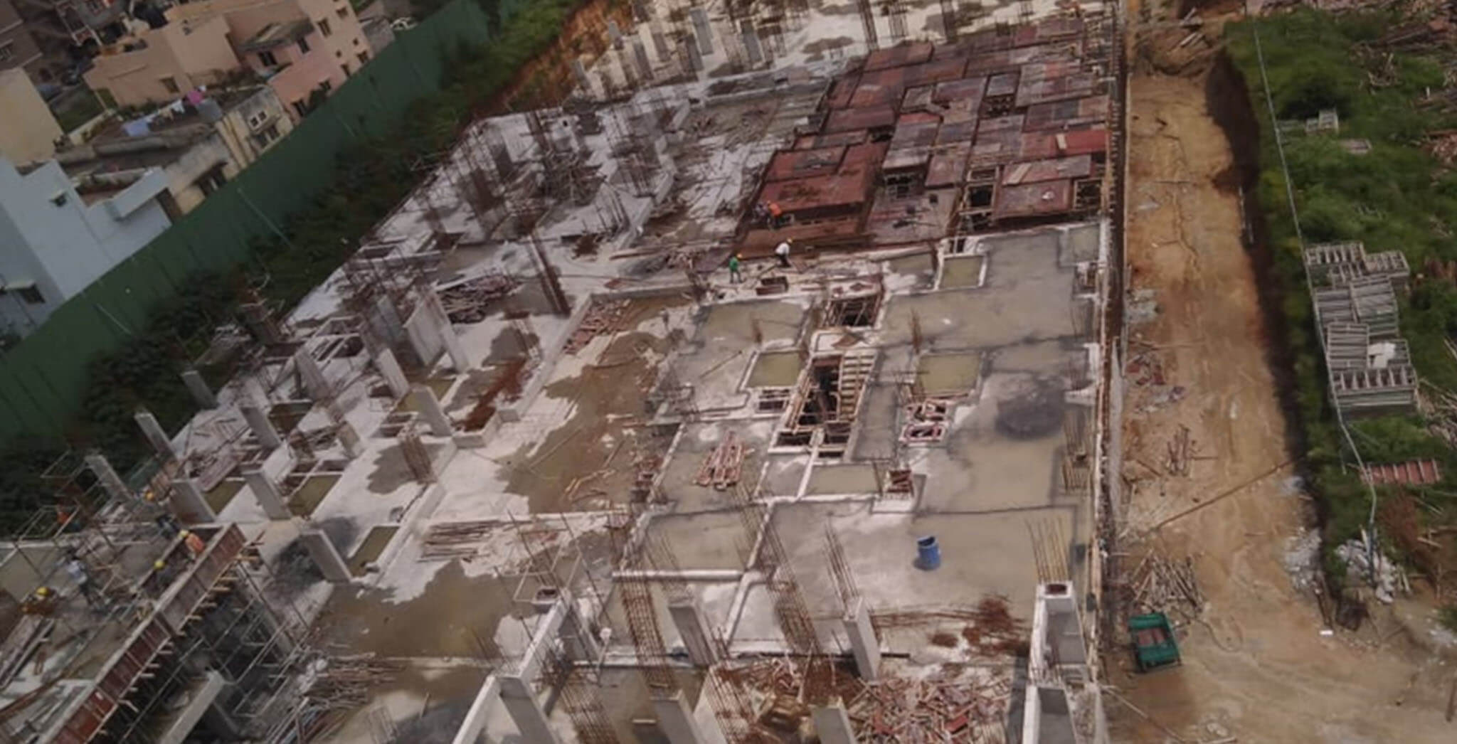 Oct 2019 - Wings H, Q, R: Ground floor slab concreting done; G under progress