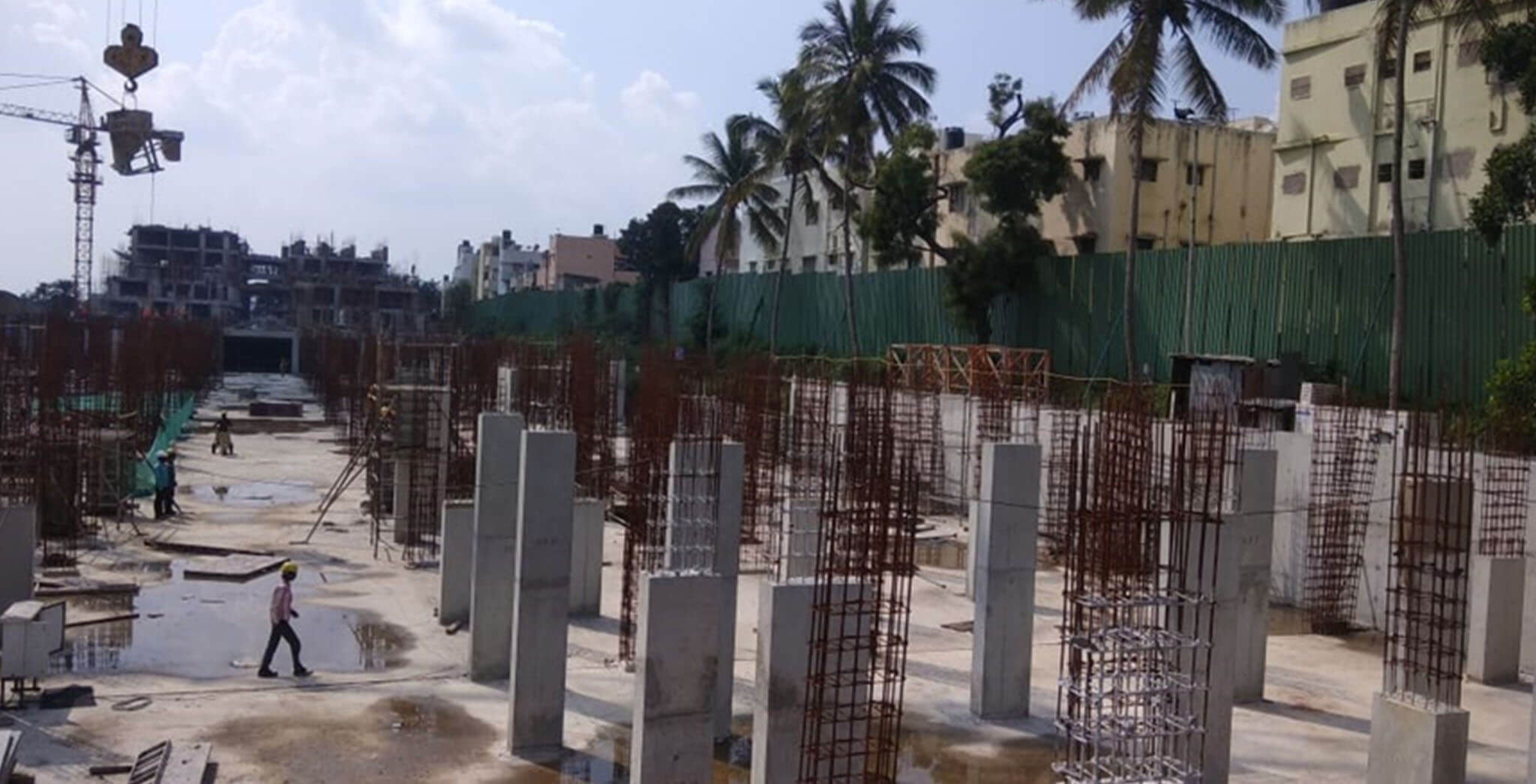 Oct 2019 - Wings U, V, D & C: Upper basement to Ground floor column work-in-progress