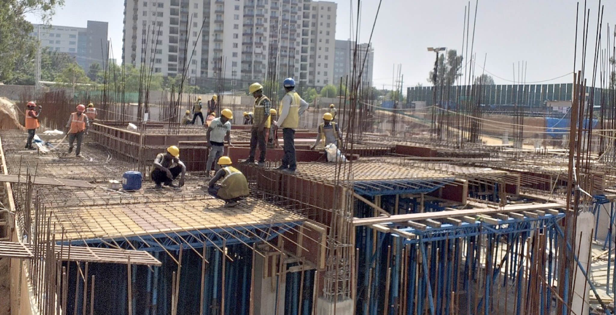 Nov 2019 - North side view: S Block—Ground floor slab reinforcement work-in-progress