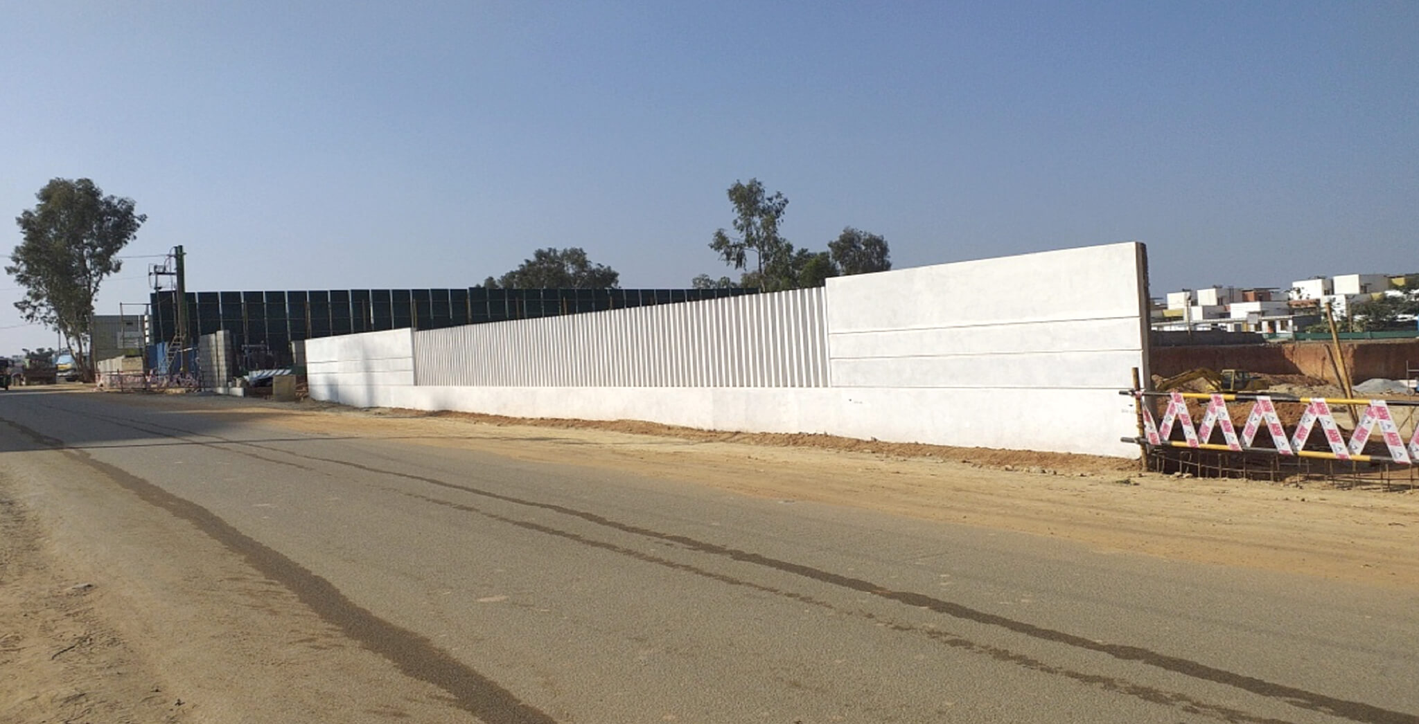 Nov 2019 - Front compound wall: Precast fins placing and white wash completed