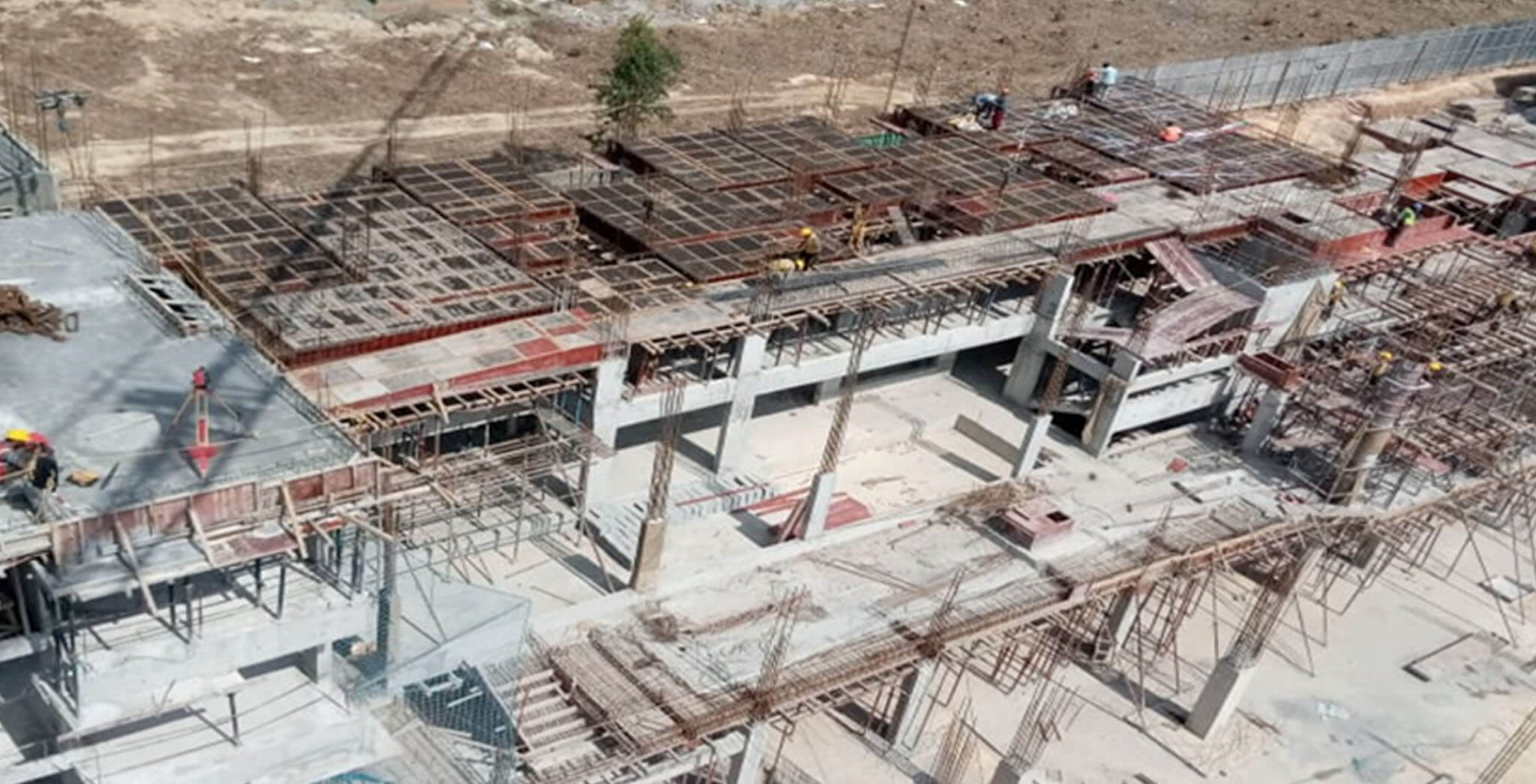 Jan 2020 - Q Block: Second floor slab shuttering & rebar work-in-progress