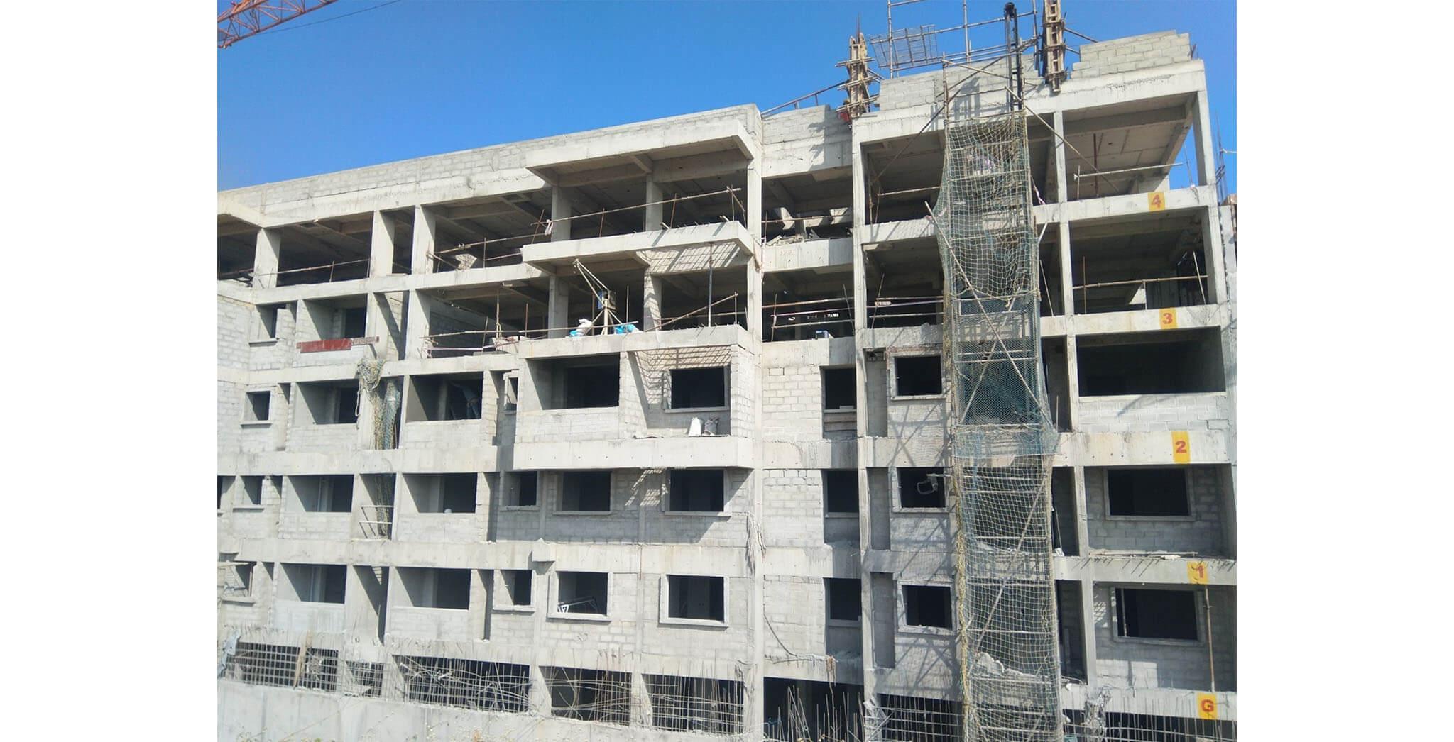 Jan 2020 - Tower-F: Terrace slab Completed, above terrace work-in-progress.