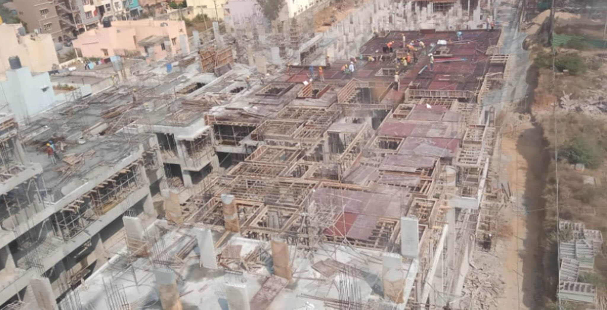 Feb 2020 - Tower-D: Wings Q and R—3rd floor slab completed; Wings G and H—3rd Floor slab work-in-progress.