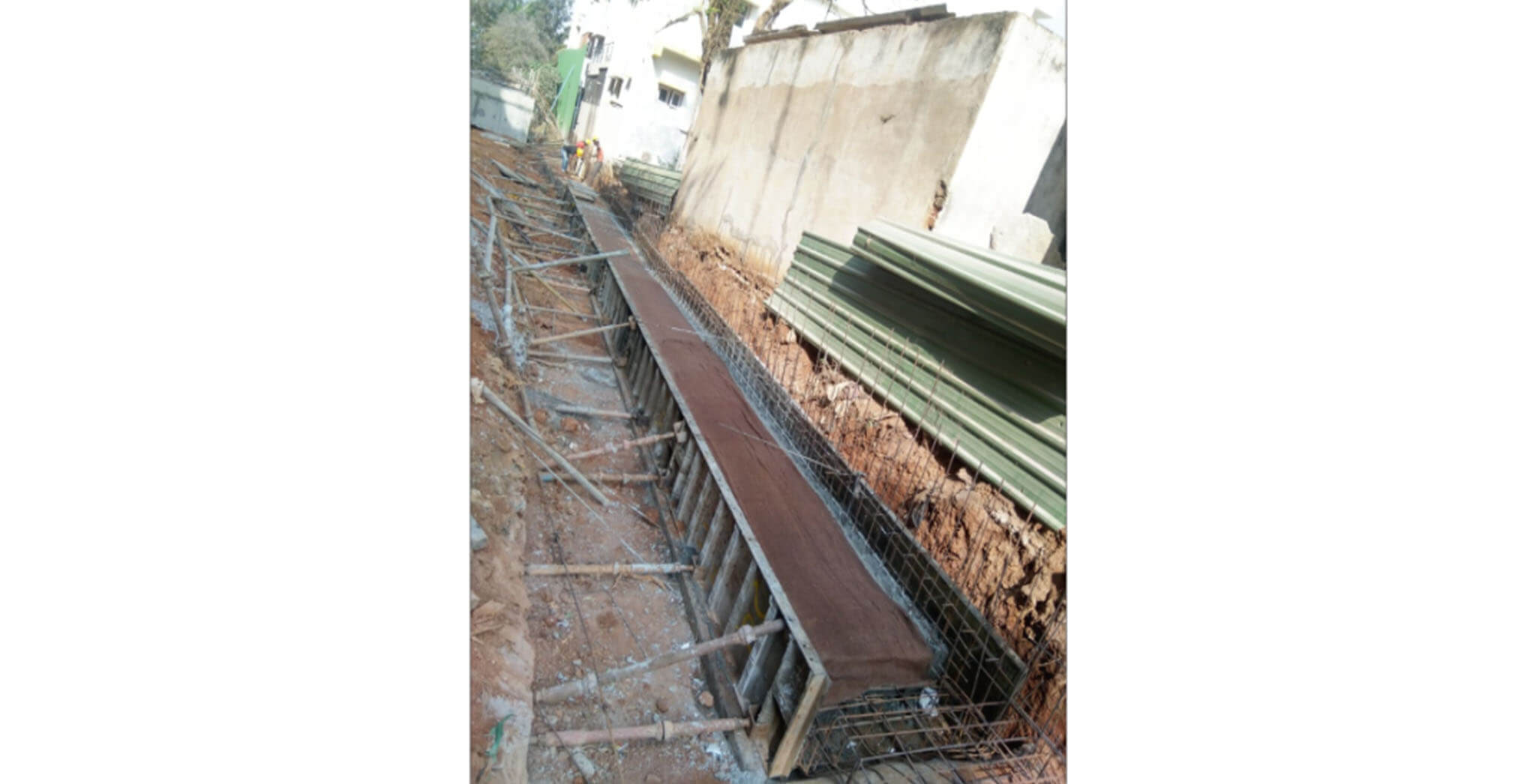 Feb 2020 - North side: Compound wall work-in-progress.