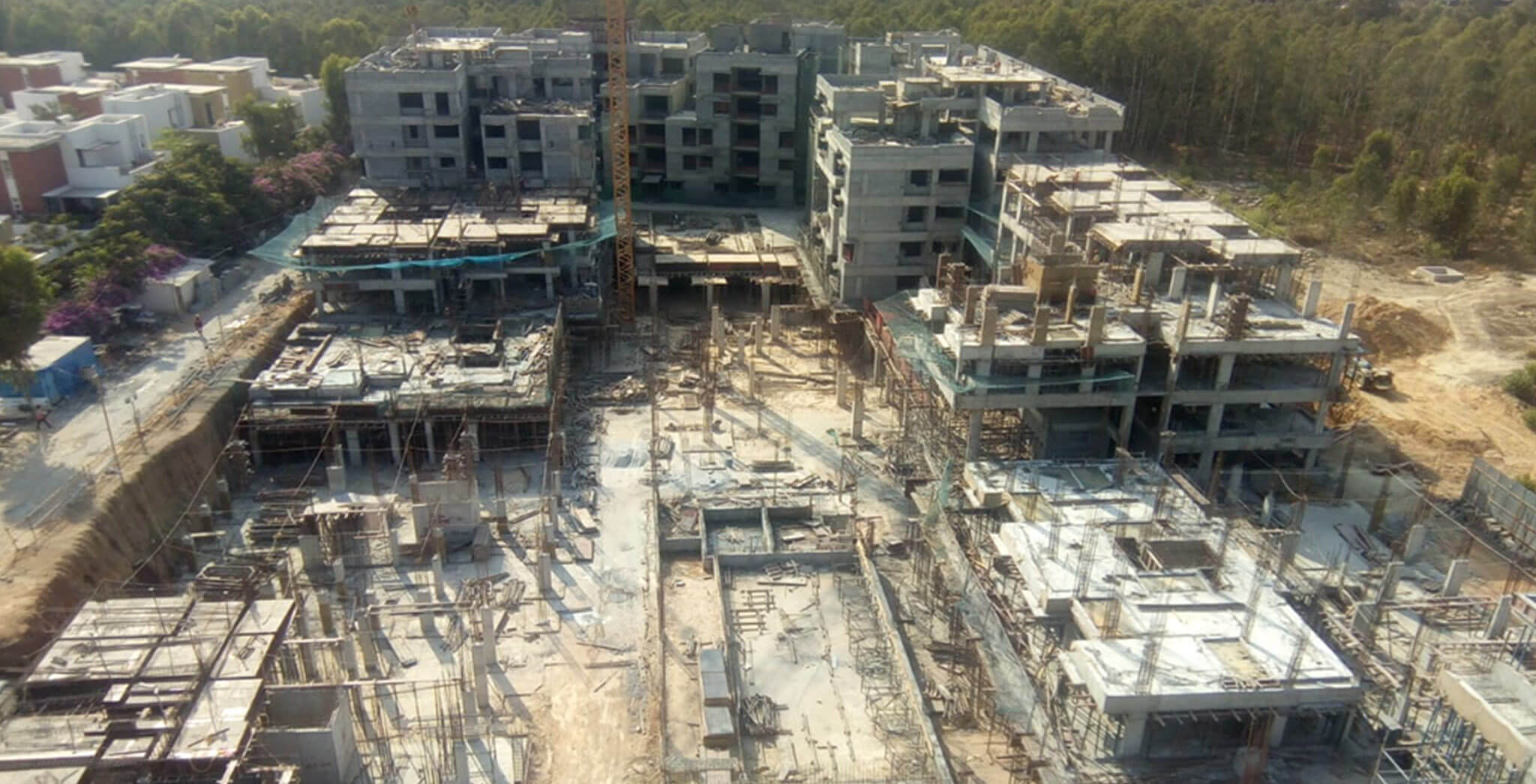 Mar 2020 - West side view: R Block—1st Floor pour-01 slab completed, pour-02 slab shuttering works in progress
