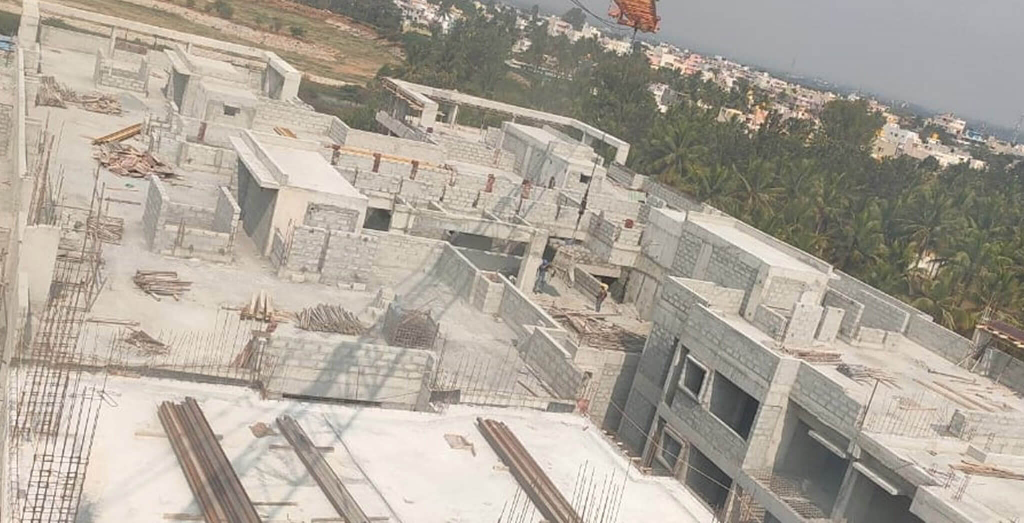 Mar 2020 - Tower-F: Above terrace LMR, SHR parapet wall work-in-progress
