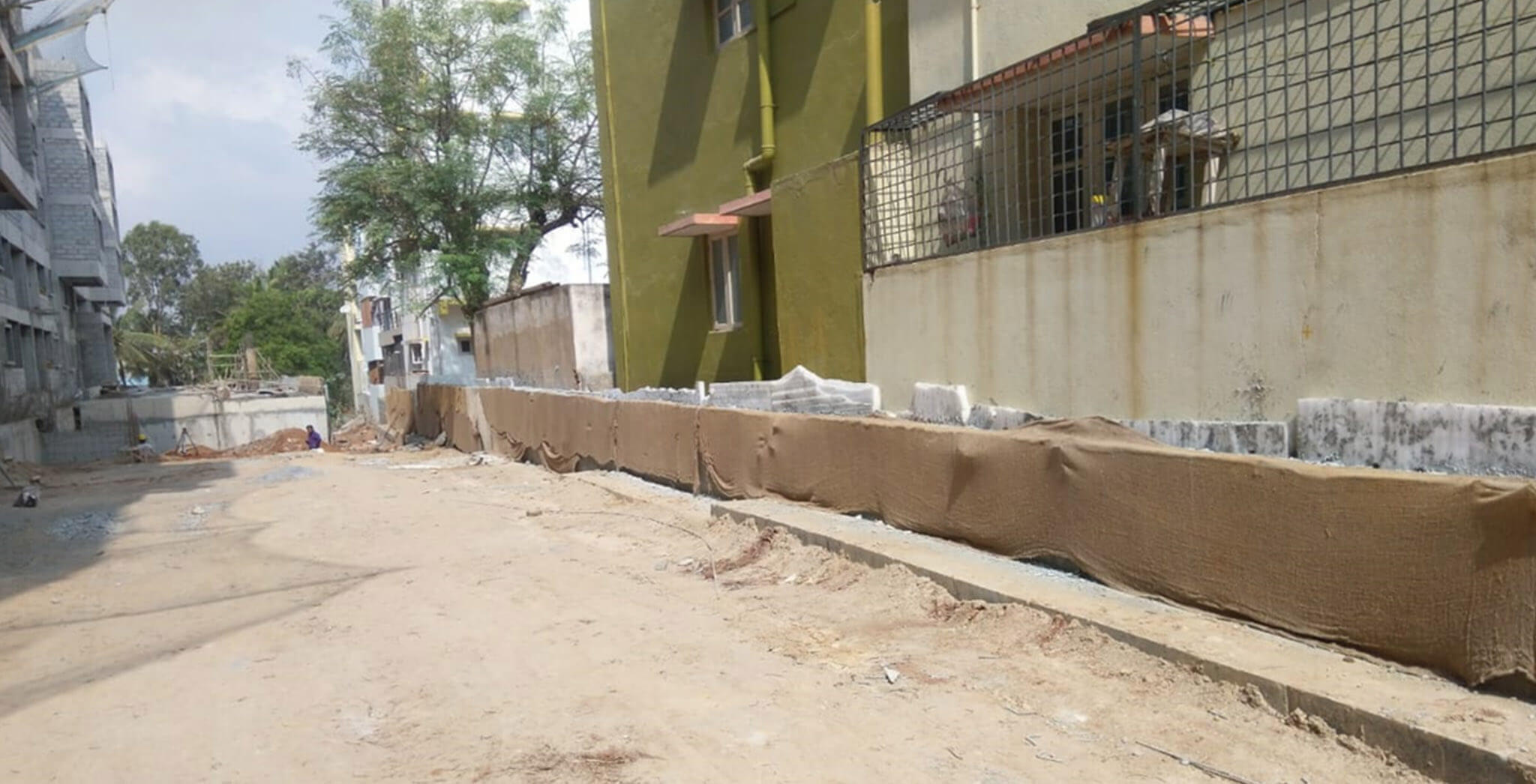 Mar 2020 - North side: Compound wall work-in-progress