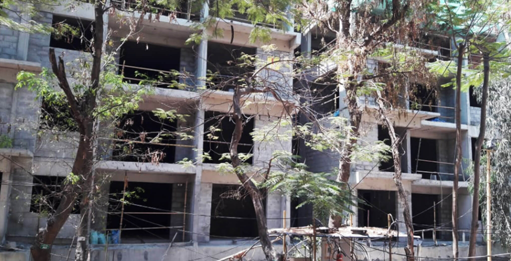 Mar 2020 - L Block: 1st floor internal wall plastering work; 3rd & 4th floor blockwork-in-progress.