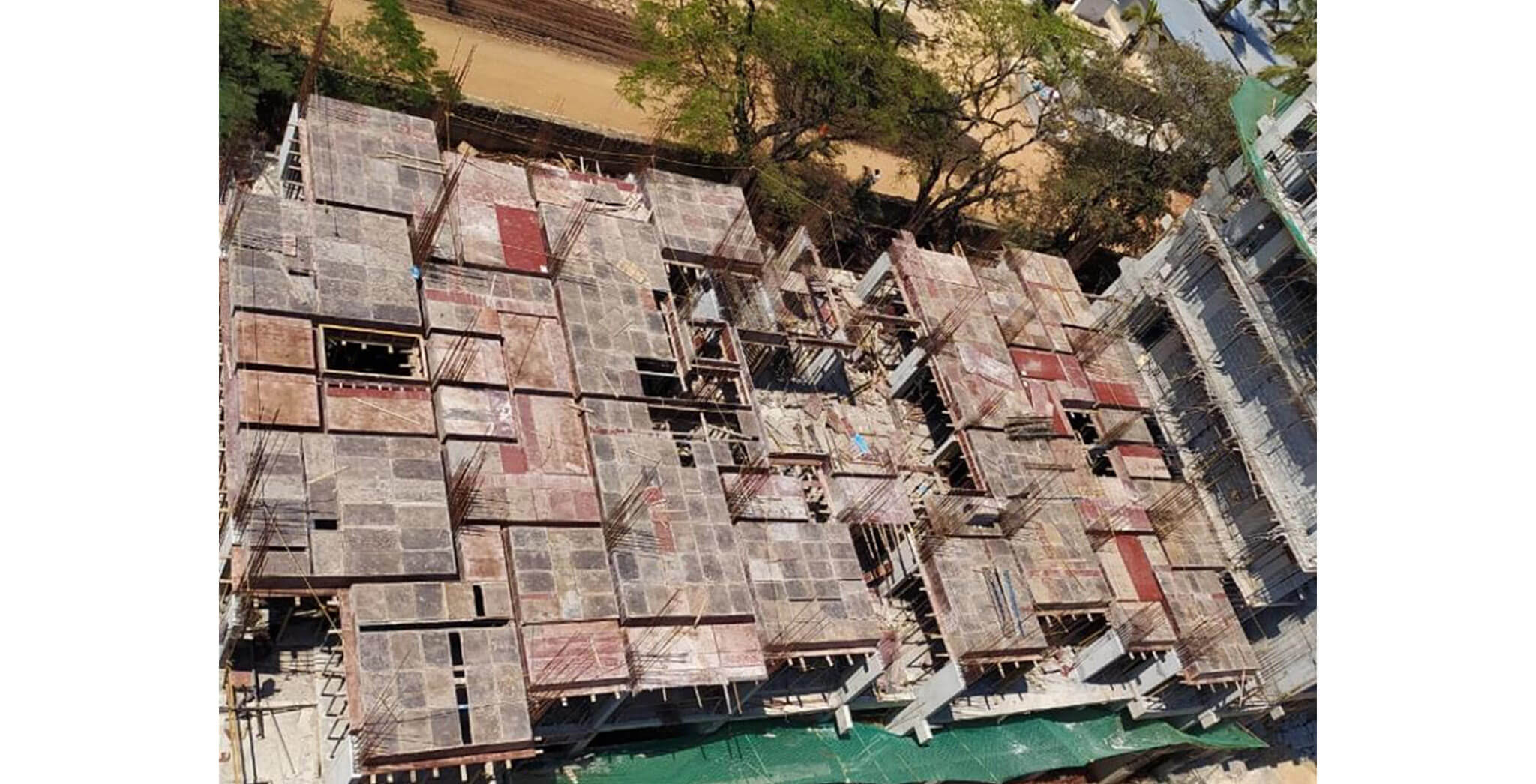Mar 2020 - P Block: 1st floor slab shuttering work-in-progress.