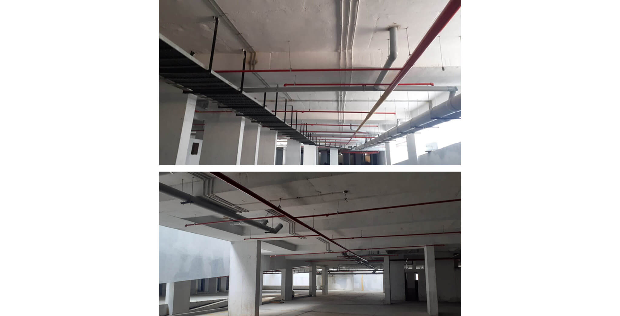 Mar 2020 - Basement: Fire fighting sprinkler lines, plumbing and electrical cable tray works completed