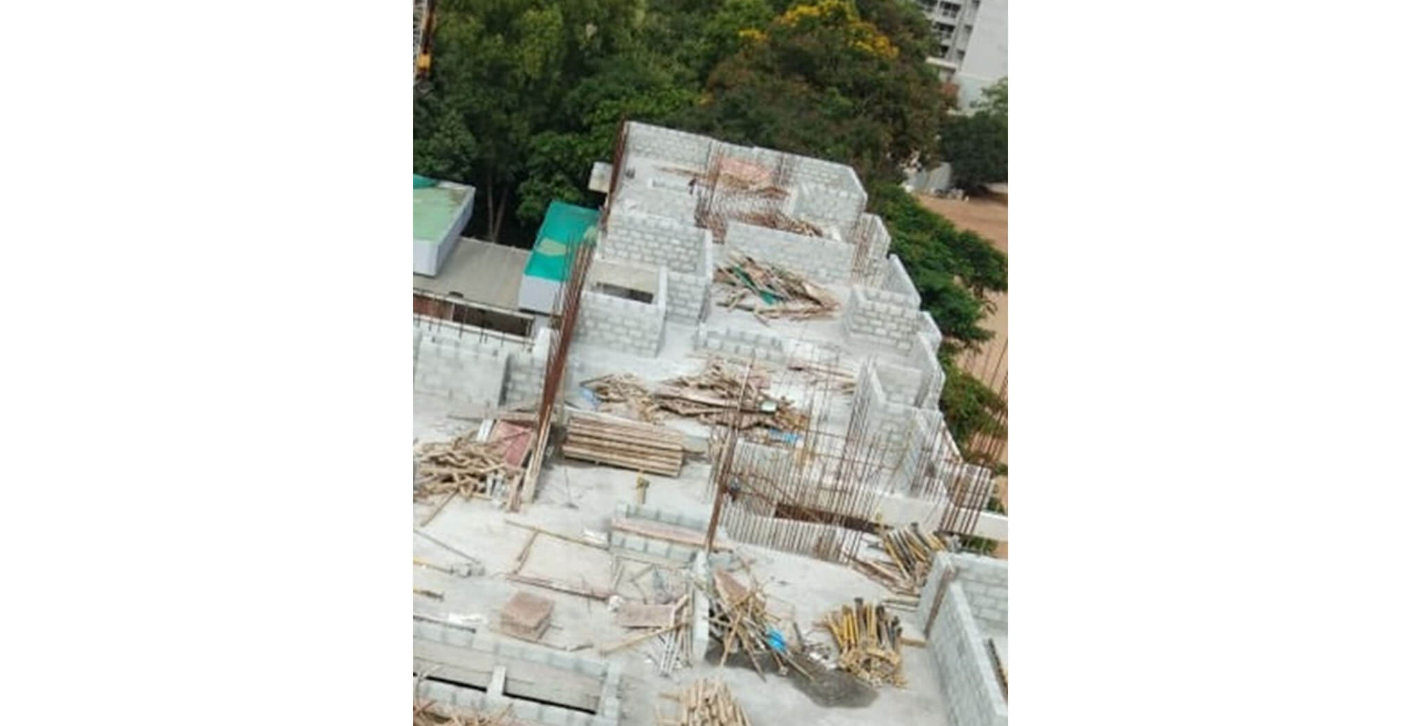 Jun 2020 - H Block: Above terrace floor column reinforcement work-in-progress; 3rd floor block-work in progress.