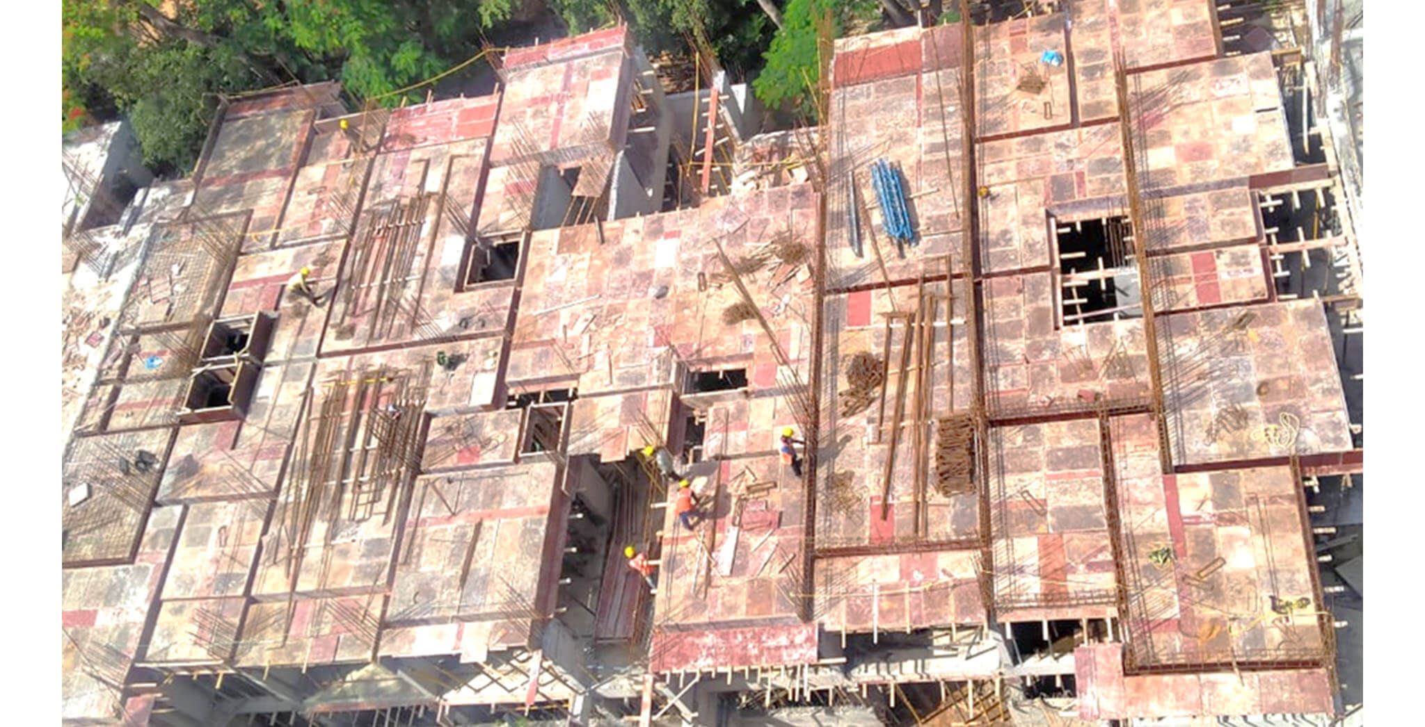 Jun 2020 - N Block: 1st floor slab shuttering work-in-progress.