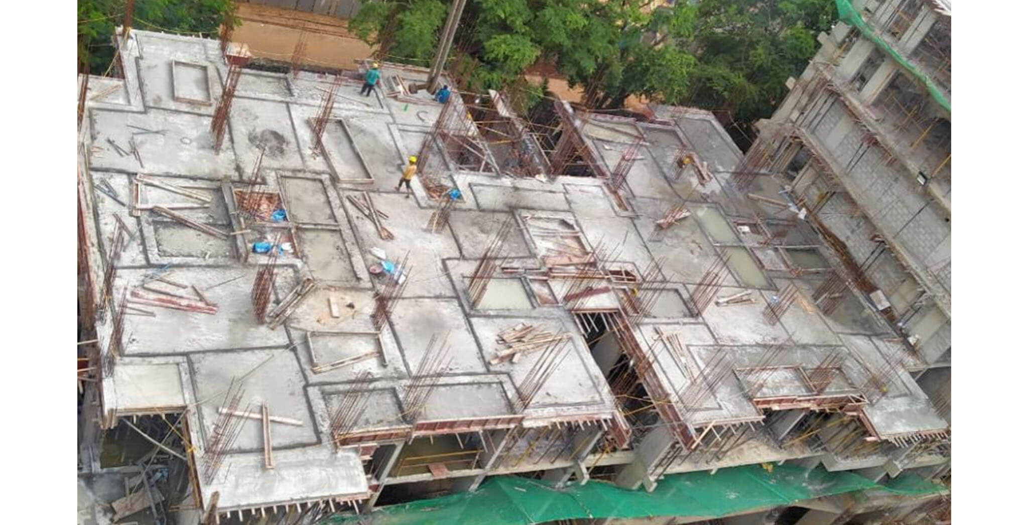 Jun 2020 - P Block: 1st floor slab concreting completed.