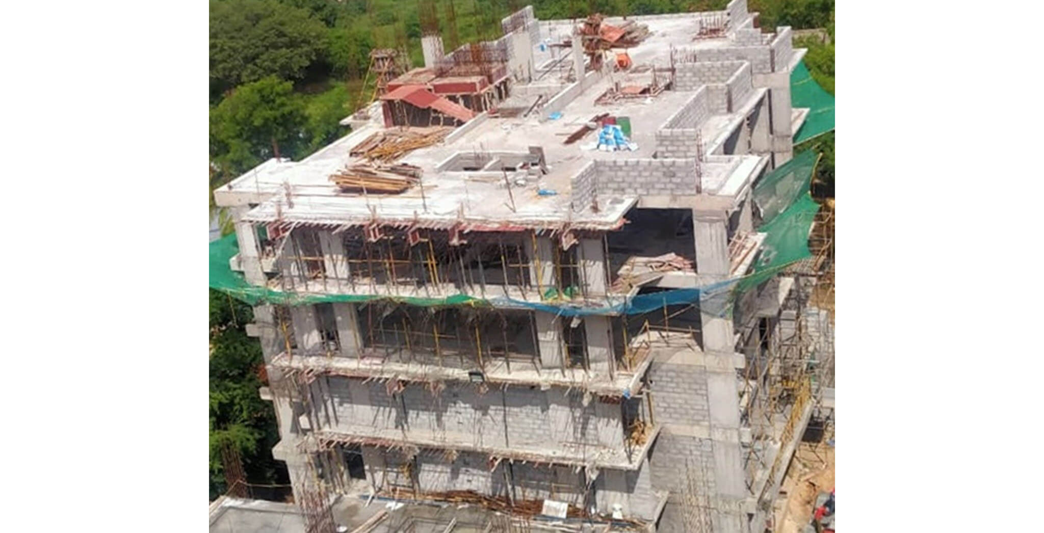 Jun 2020 - Q Block: Above terrace floor parapet wall block work-in-progress; 2nd floor block work-in-progress; Internal plastering completed up to 1st floor; Waterproofing completed up to 1st floor.