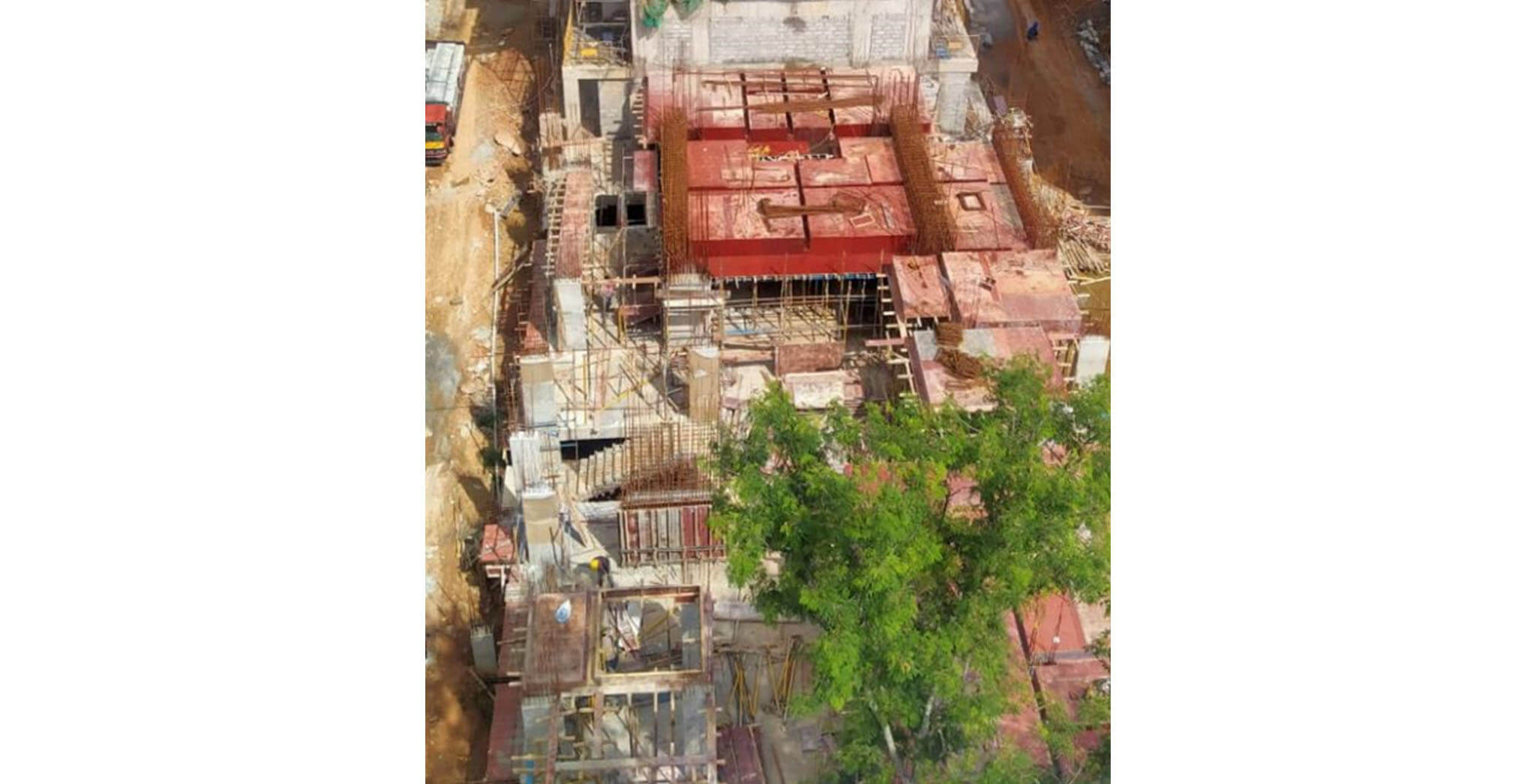 Jun 2020 - S Block: Ground floor slab shuttering work-in-progress.