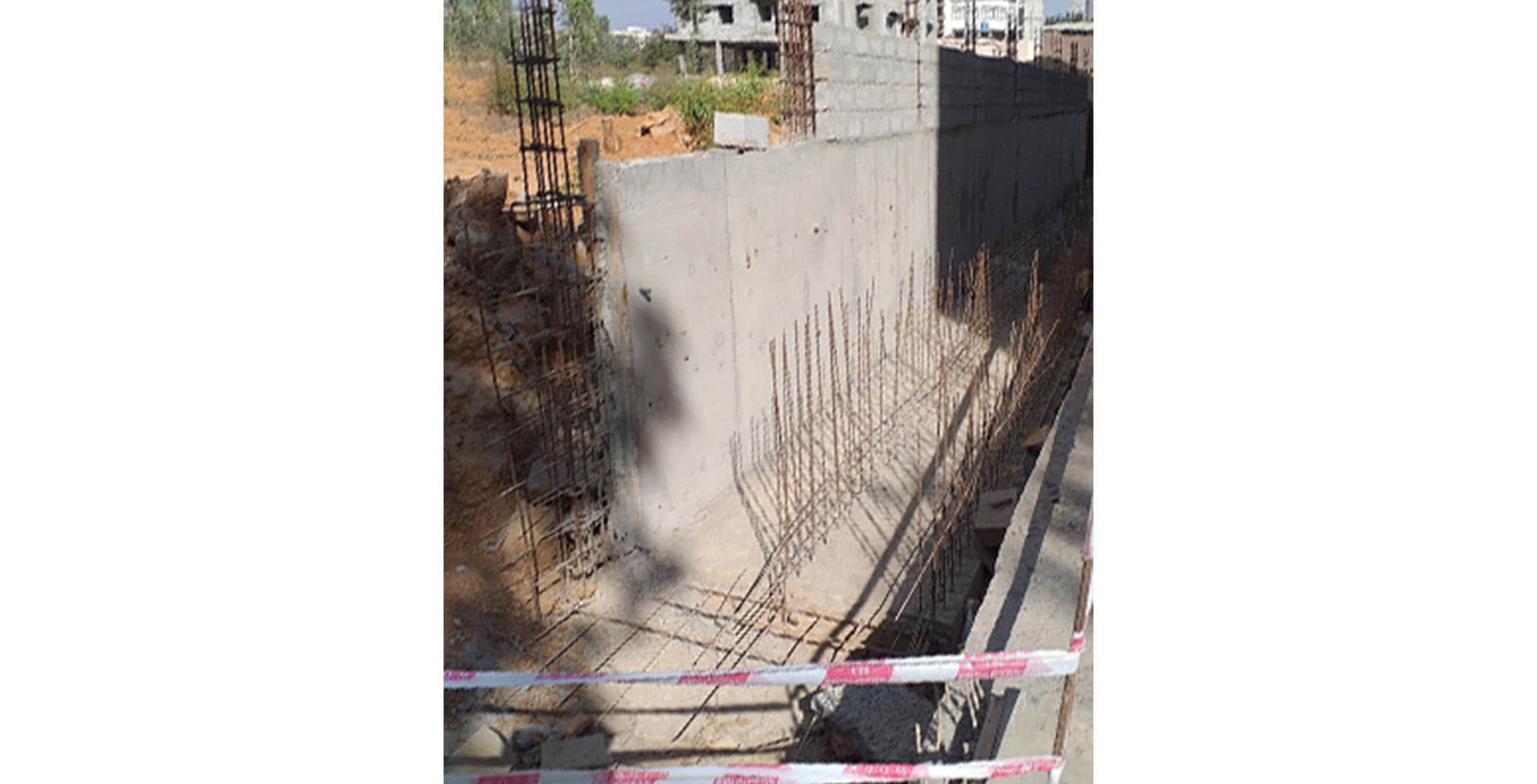 Jul 2020 - Northside compound wall: Northside compound wall raft reinforcement work-in-progress.