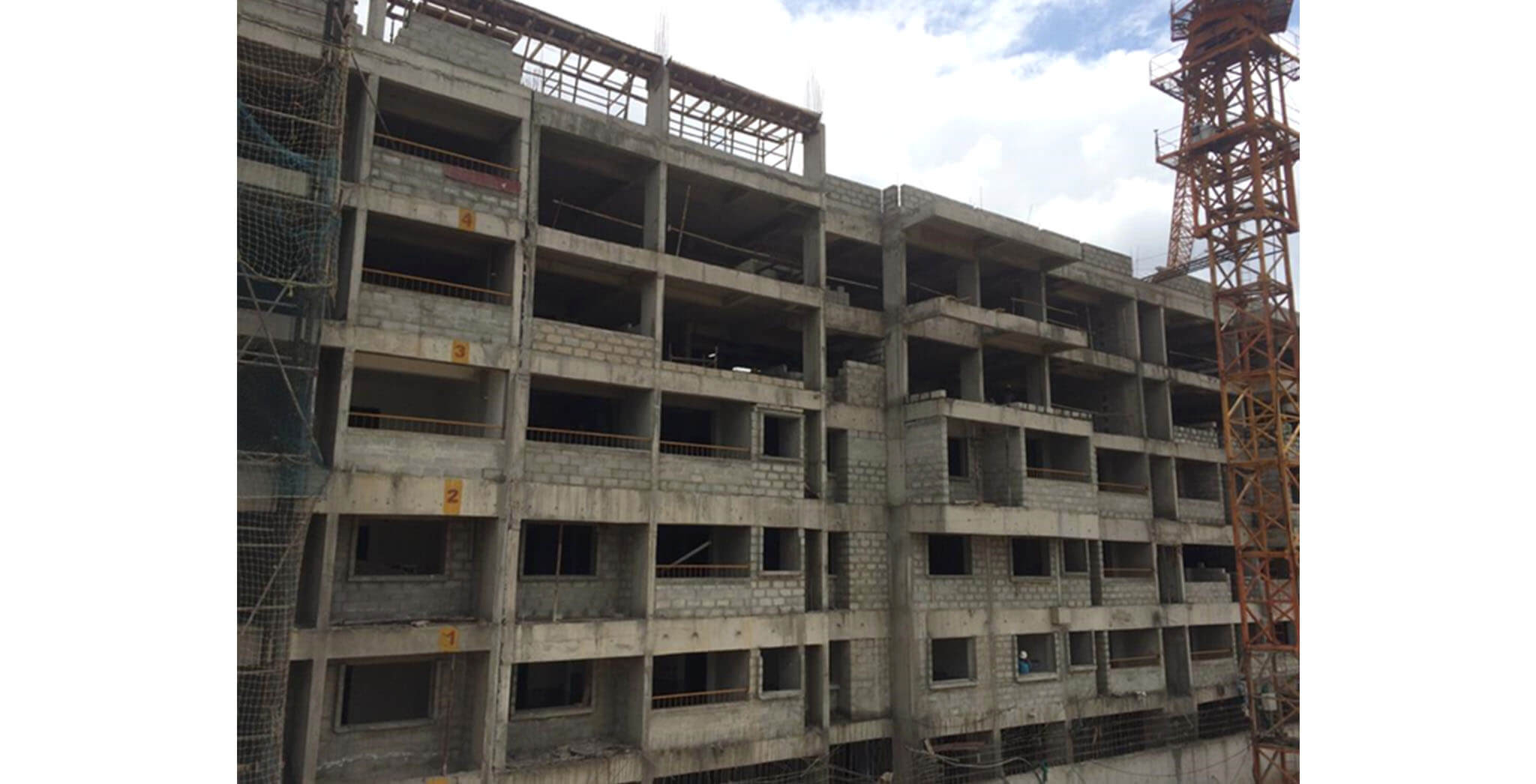 Jul 2020 - Blocks O, P, J & I: Terrace slab completed, 3rd and 4th floor block work-in-progress