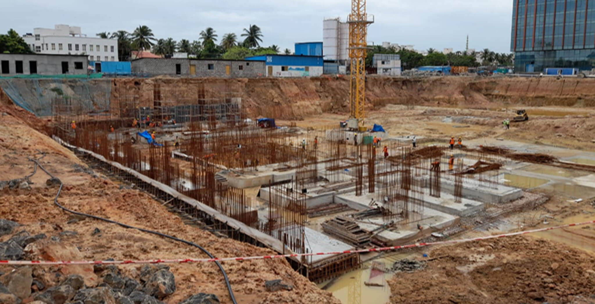 Jul 2020 - Tower A1 PCC 100% completed, raft waterproofing 100% completed, 75% raft concreting completed and balance in progress