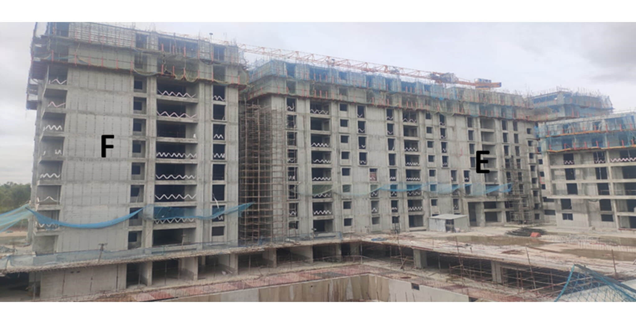 Jul 2020 - Serene: Tower E—10th floor slab in progress & Tower F—10th floor slab in progress.