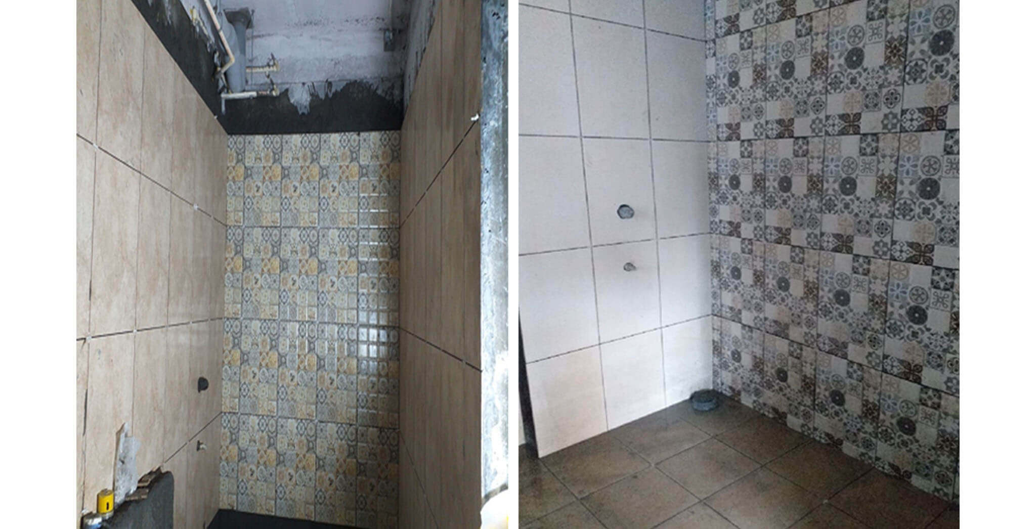 Aug 2020 - West side view: K Block—Tiling work-in-progress