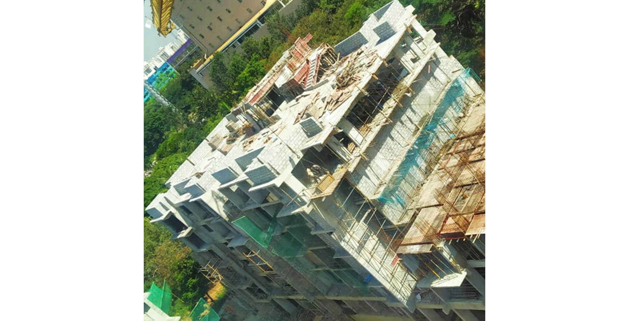 Aug 2020 - A Block: Above Terrace floor SHR & LMR bottom slab concreting completed; 4th floor block work & 3rd floor plastering work-in-progress.