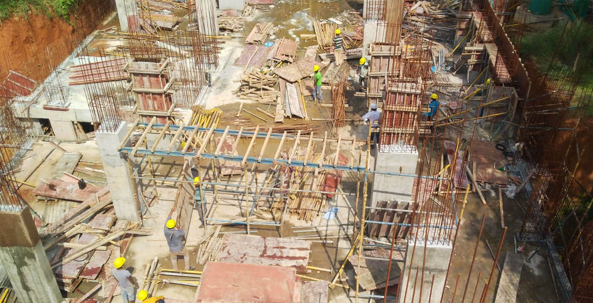 Aug 2020 - C Block: Ground floor beam bottom shuttering works commenced.