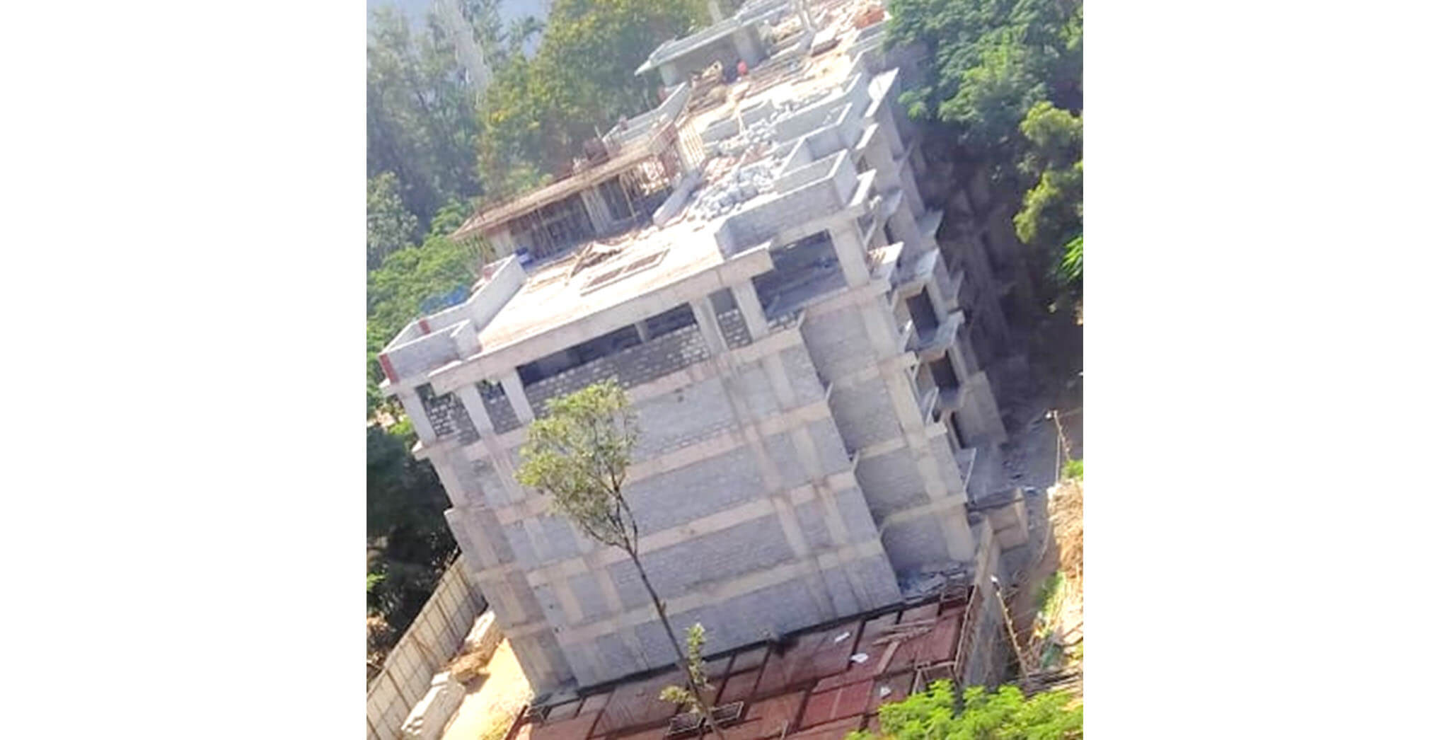 Aug 2020 - E Block: 4th floor block-work; 2nd floor internal plastering; 1st floor waterproofing work-in-progress.