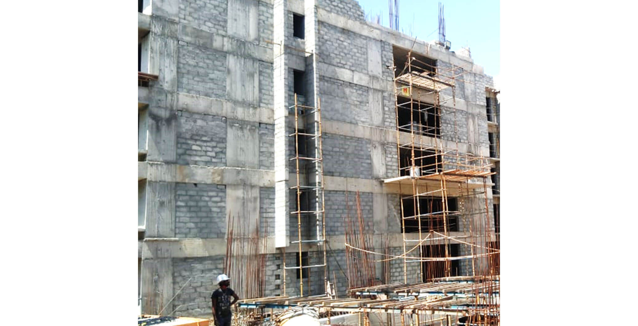 Aug 2020 - H Block: 3rd floor internal plastering work-in-progress; 1st floor toilet waterproofing completed.