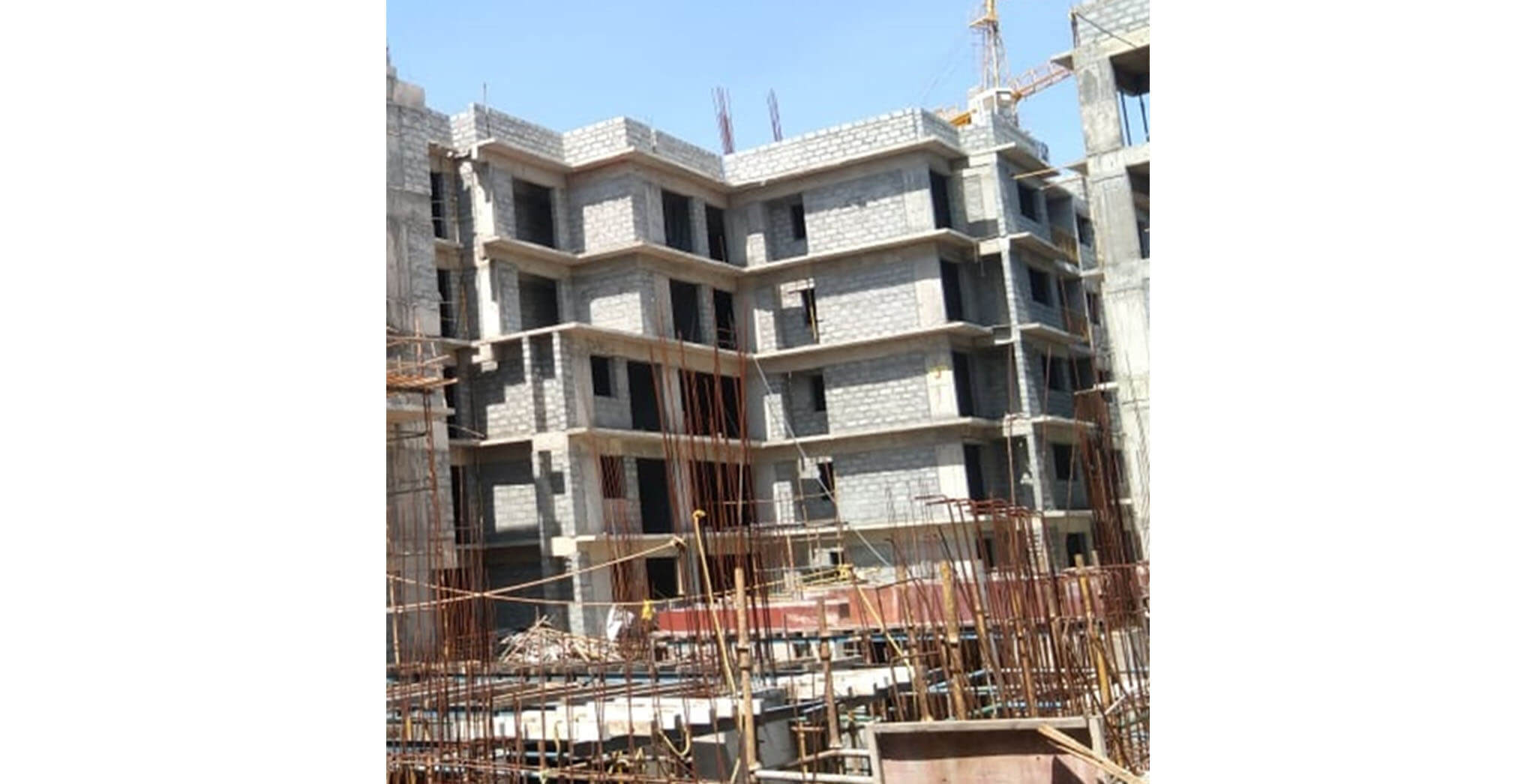 Aug 2020 - J Block: 3rd floor internal plastering work-in-progress; 2nd floor toilet waterproofing completed.