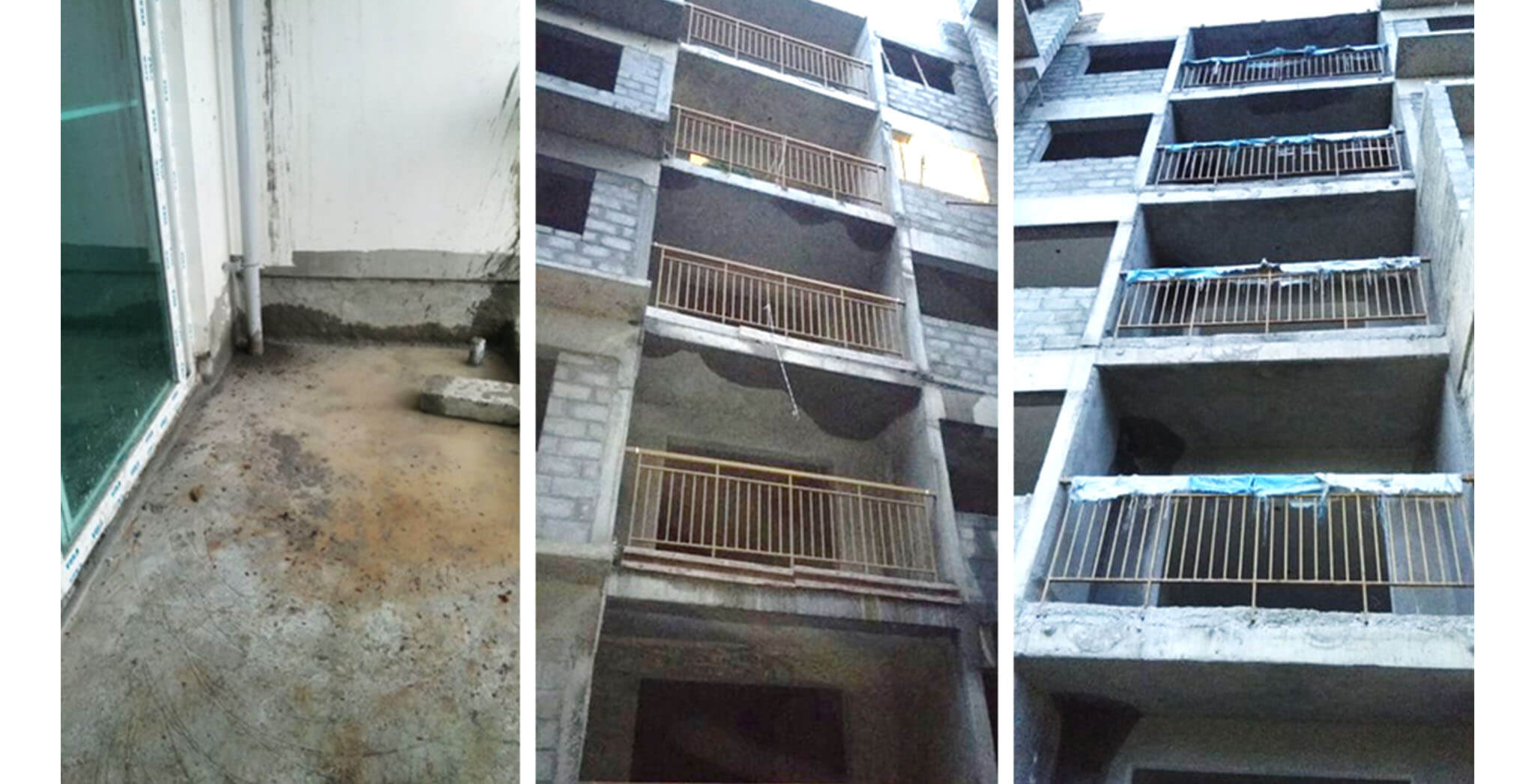 Aug 2020 - L Block: Up to 4th floor balcony railing and water proofing works completed.