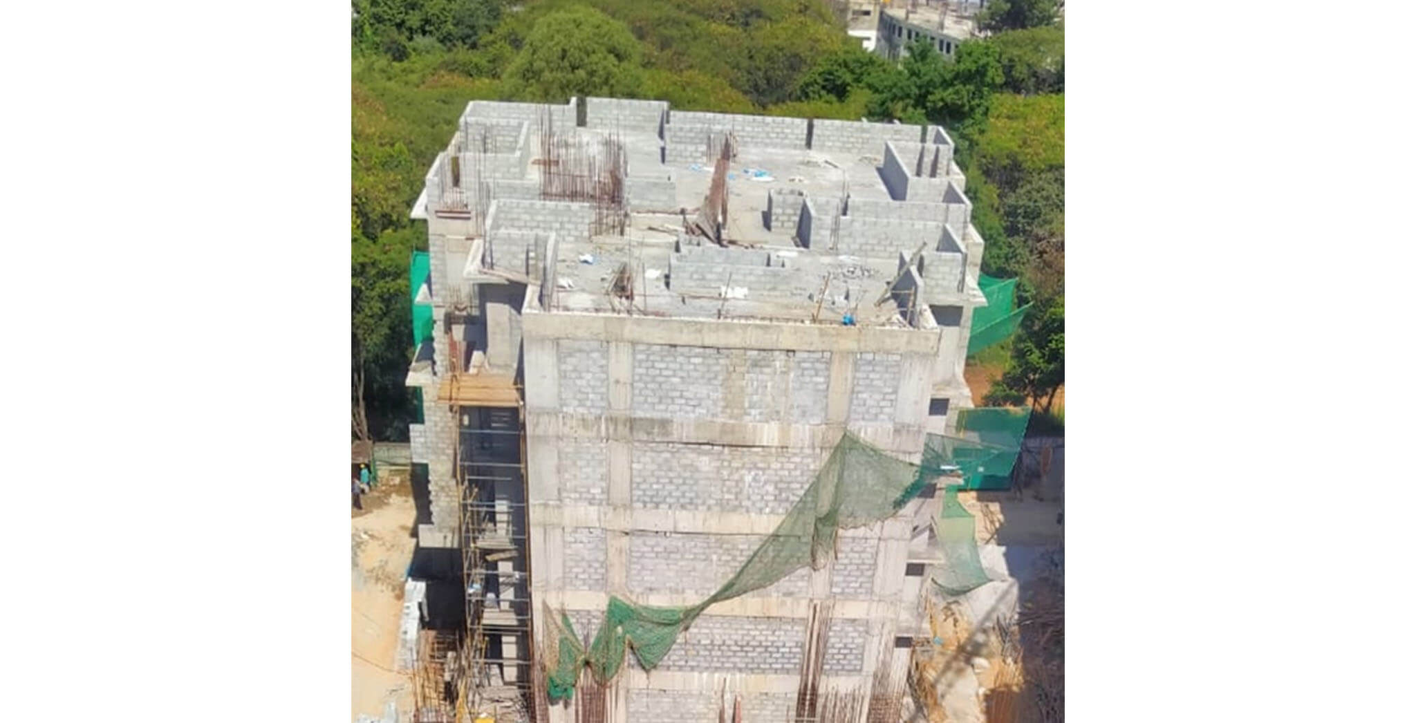 Aug 2020 - R Block: Above terrace floor-duct block work & 2nd floor toilet waterproofing work-in-progress.