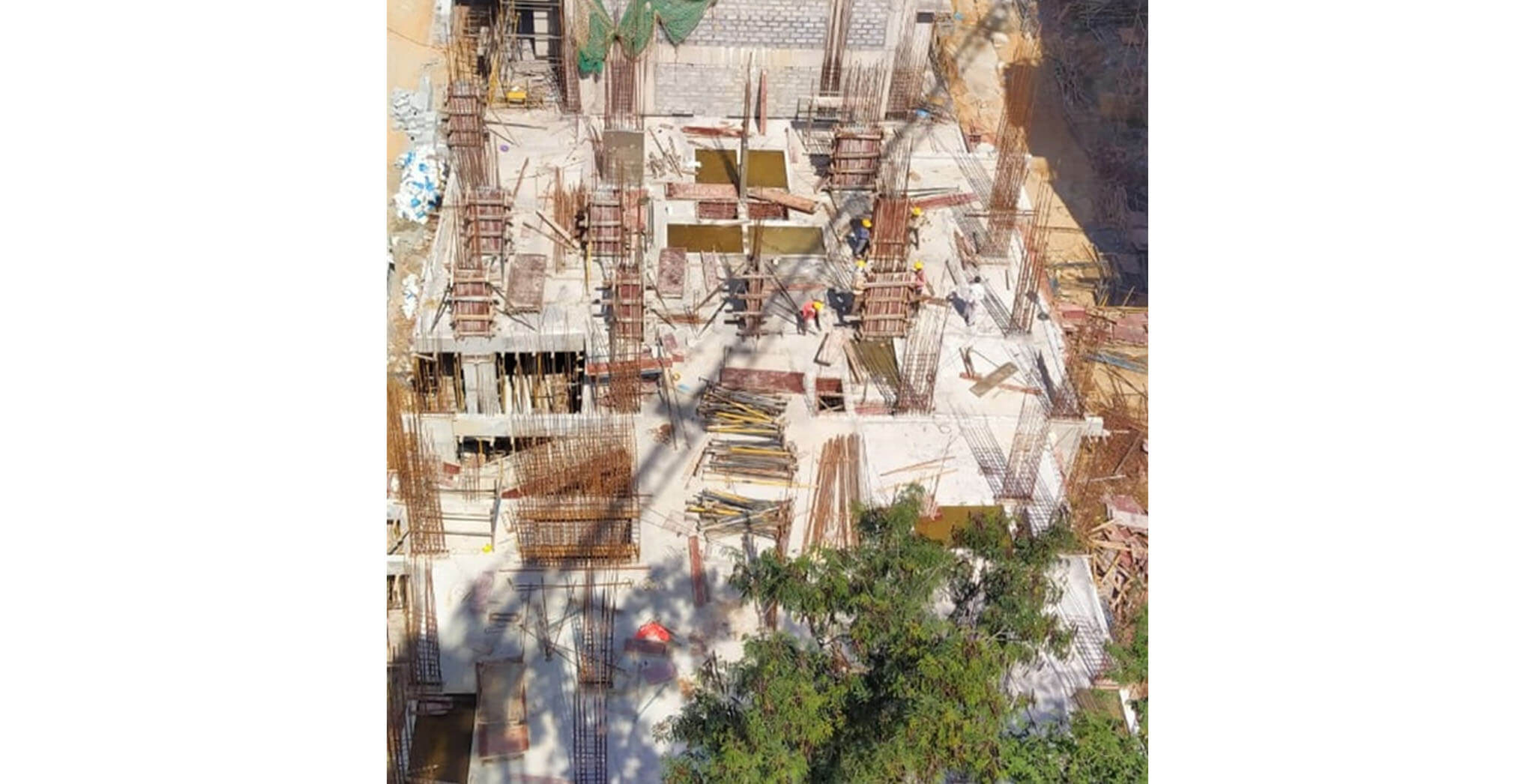 Aug 2020 - S Block: Ground floor slab reinforcement work-in-progress.