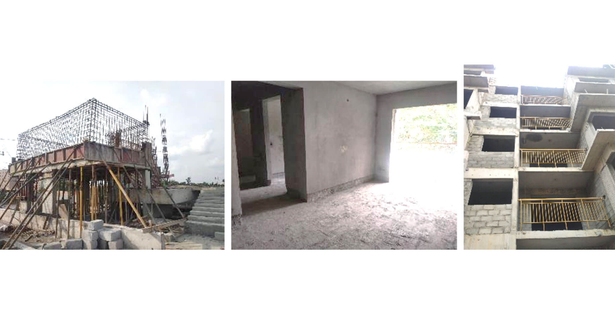 Sep 2020 - E Block: OHT wall reinforcement, 3rd floor plastering and balcony railing work-in-progress