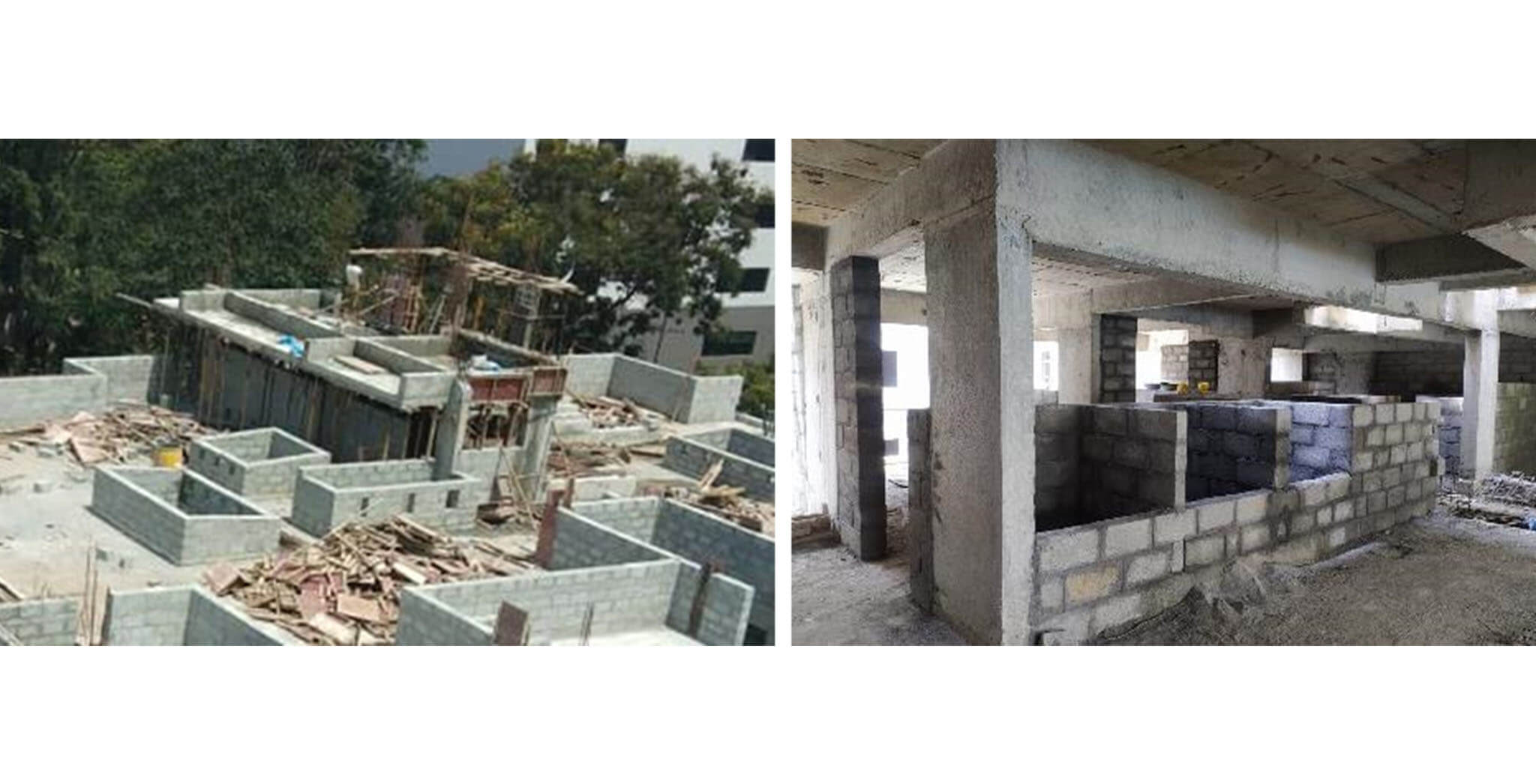 Sep 2020 - G Block: Above terrace floor—SHR & LMR bottom slab concreting completed; 3rd floor block work-in-progress