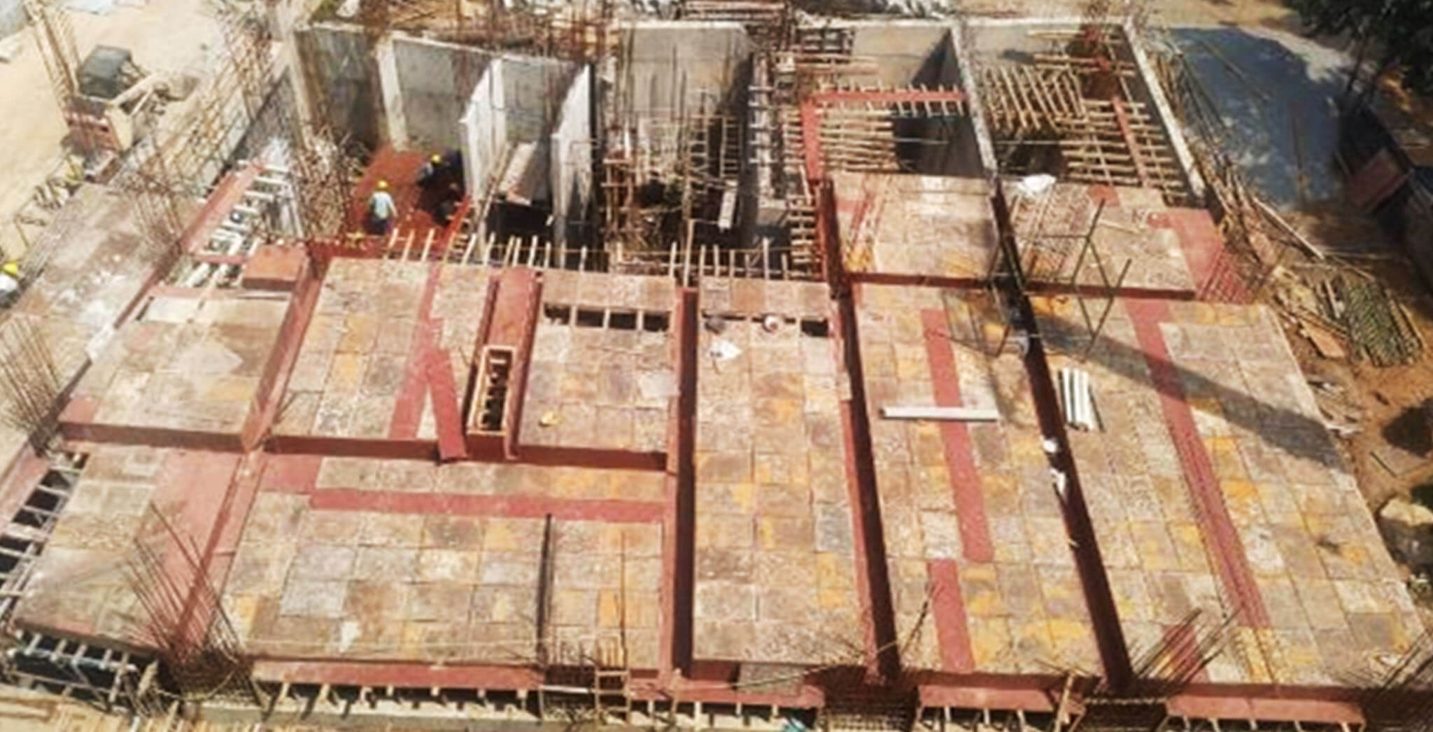 Sep 2020 - Club House: Ground floor slab shuttering work-in-progress