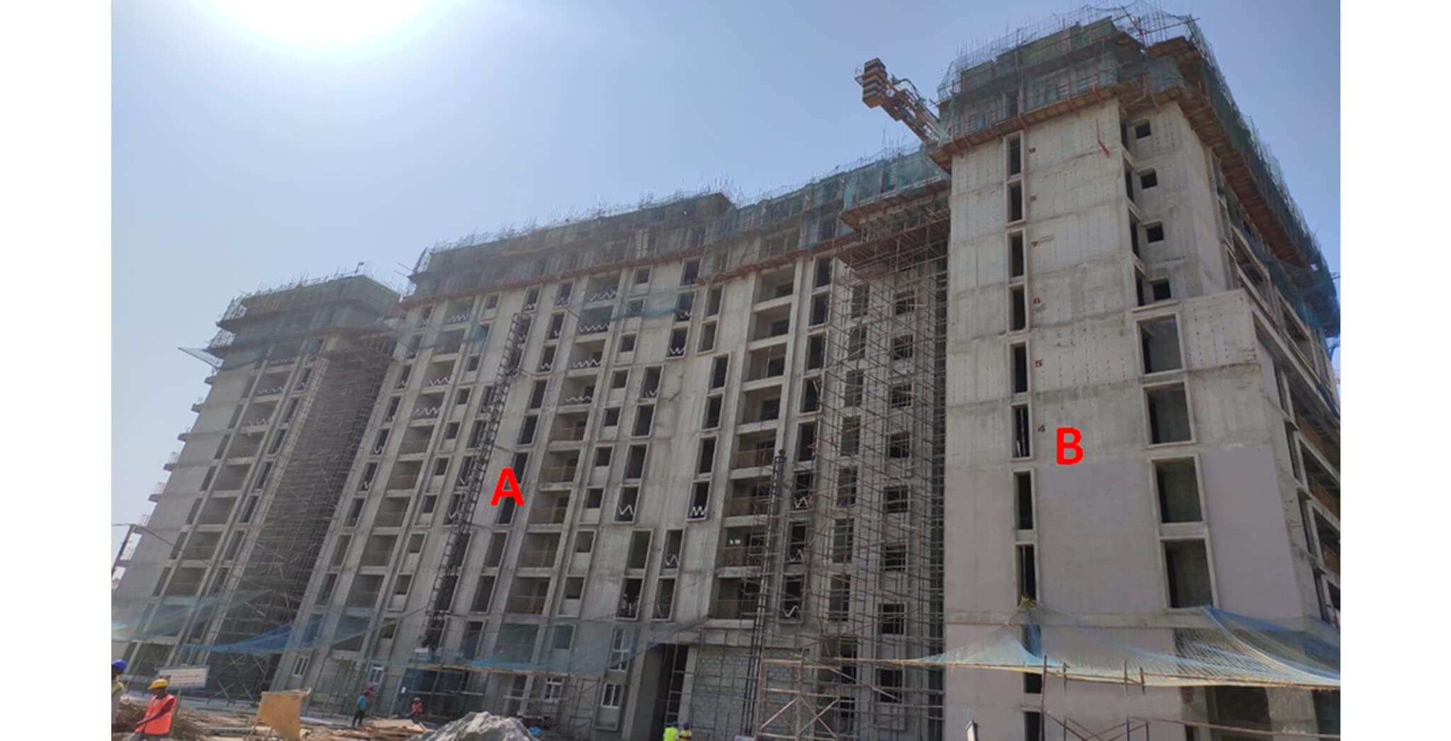 Sep 2020 - Serene: Tower A—12th floor slab structure work completed; Tower B—11th floor slab structure work completed