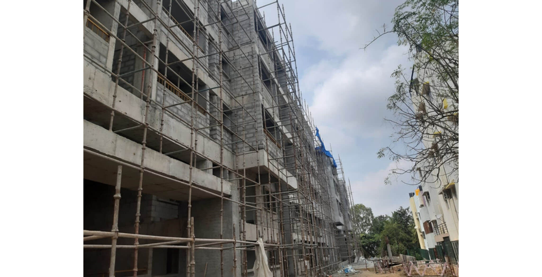 Oct 2020 - Towers I, J, O, and P: 4th floor plastering, north side external plastering work-in-progress