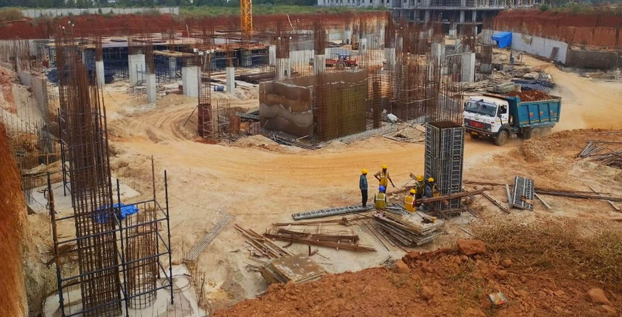 Dec 2020 - Arcadia: Footings in podium area in progress; Podium part UB slab in progress