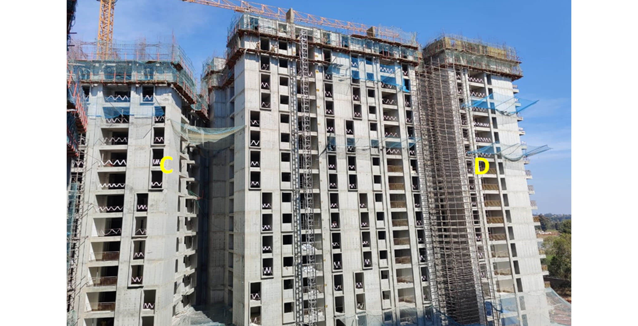 Dec 2020 - Serene: Tower C—15th floor slab structure work-in-progress; Tower D—18th floor slab structure work-in-progress