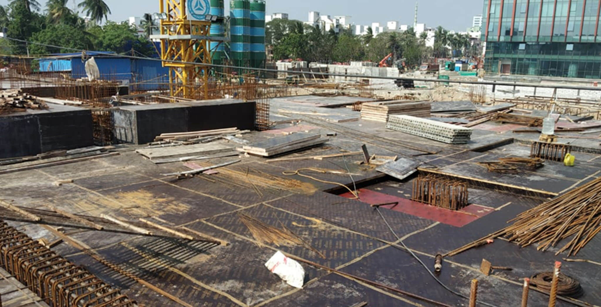 Dec 2020 - Non tower area: Podium level slab shuttering in progress
