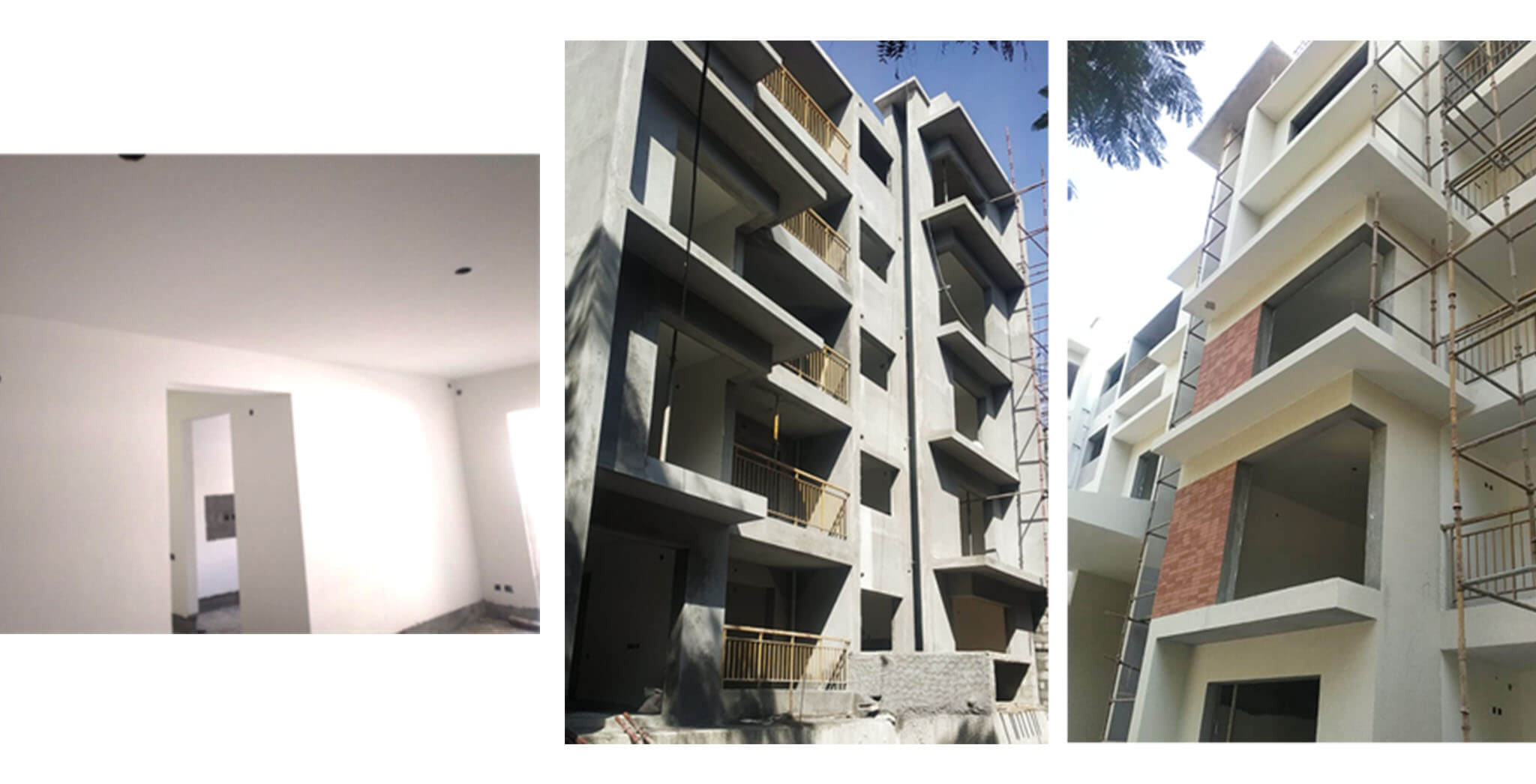 Dec 2020 - E Block: North Elevation external texture and cladding, South Elevation external plastering work-in-progress; Up to 3rd floor internal plastering work completed