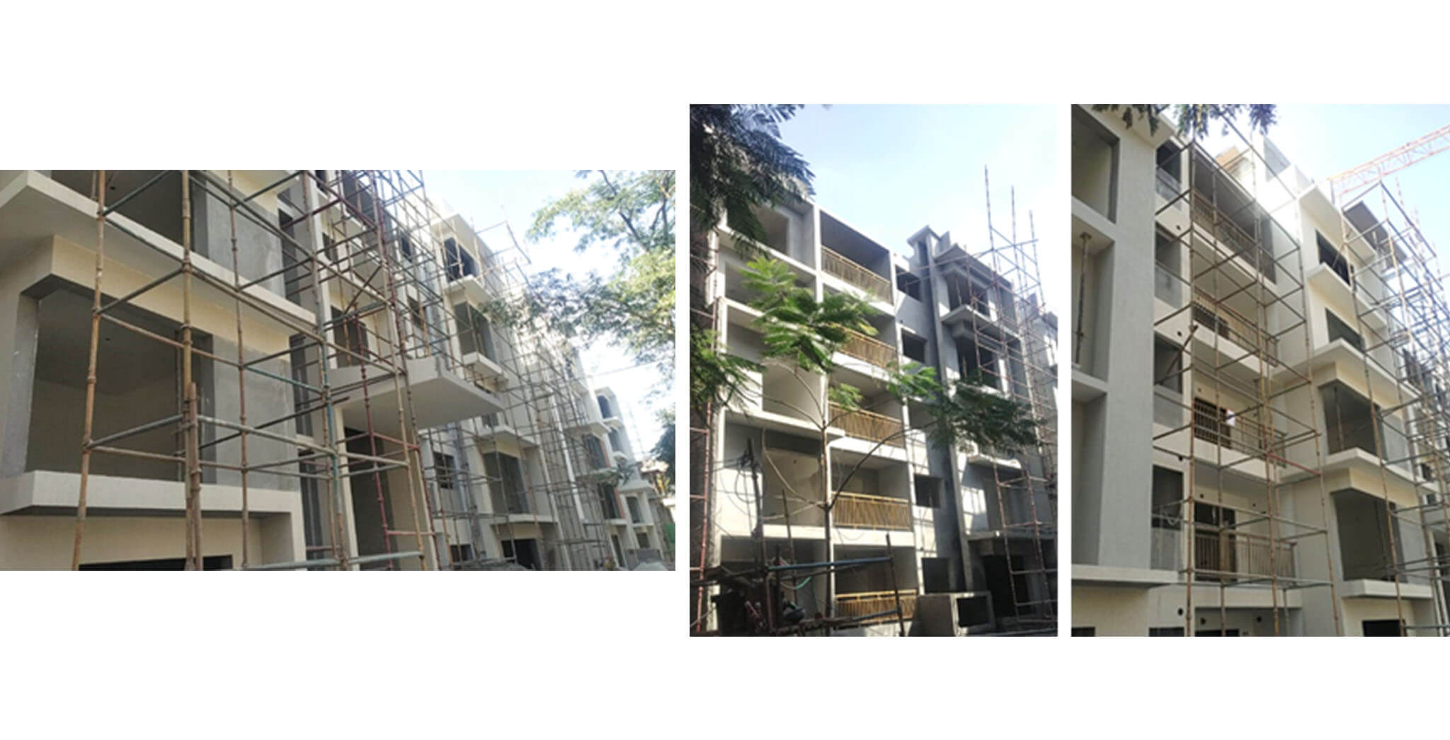 Dec 2020 - F Block: North elevation texture, South elevation external plastering and balcony railing work-in-progress.