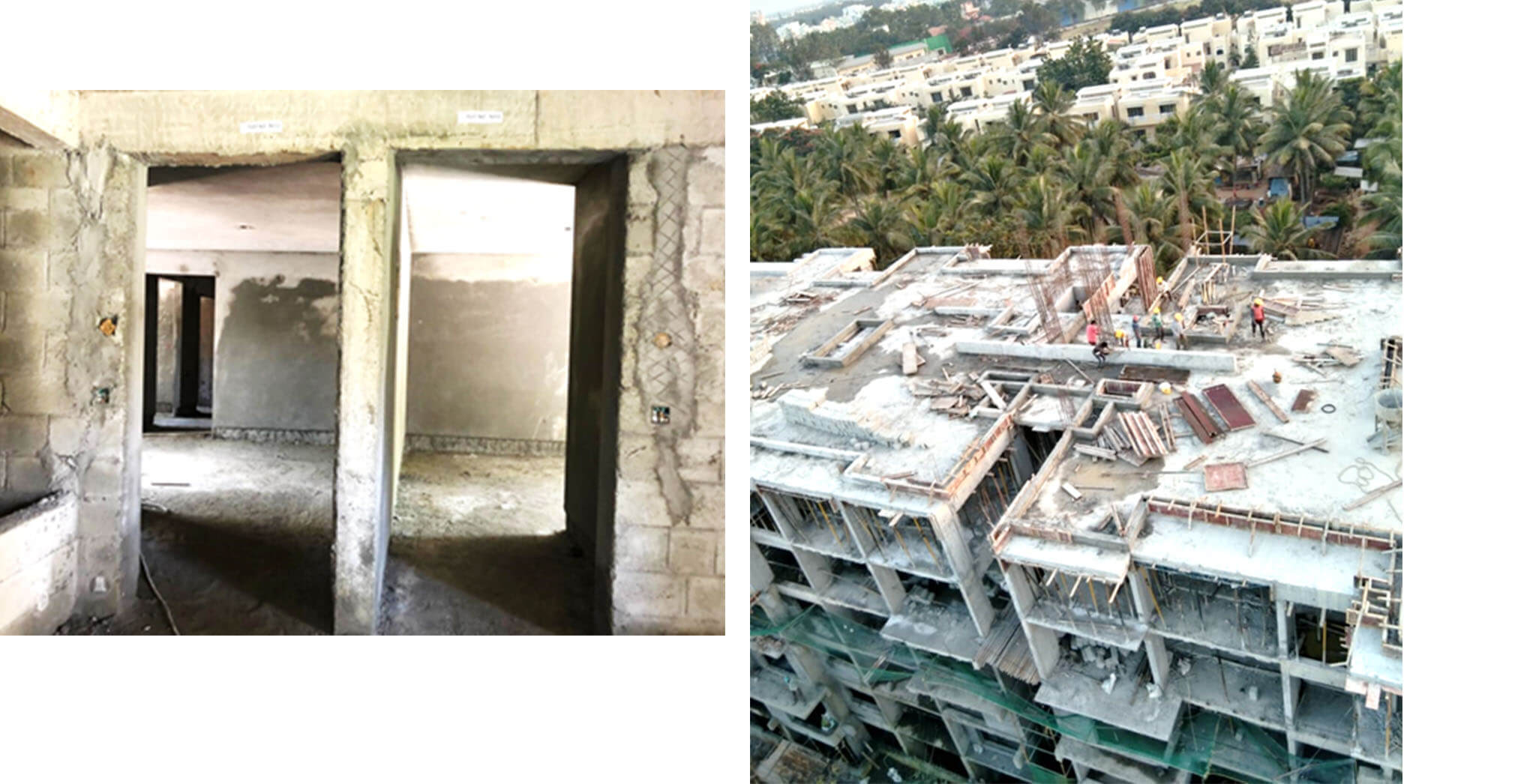Dec 2020 - N Block: Terrace floor slab concreting work completed; 3rd floor block, Ground floor internal plastering work-in-progress.