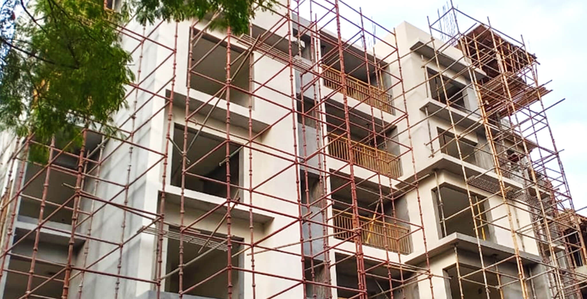 Dec 2020 - R Block: North and South elevation external texture work-in-progress.